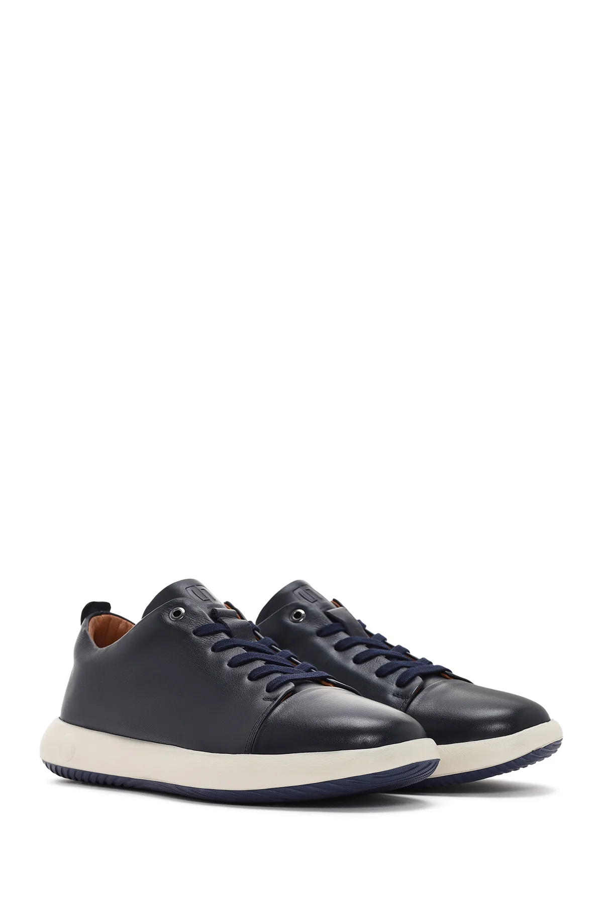 Erkek Lacivert Bağcıklı Deri Sneaker - Image 3