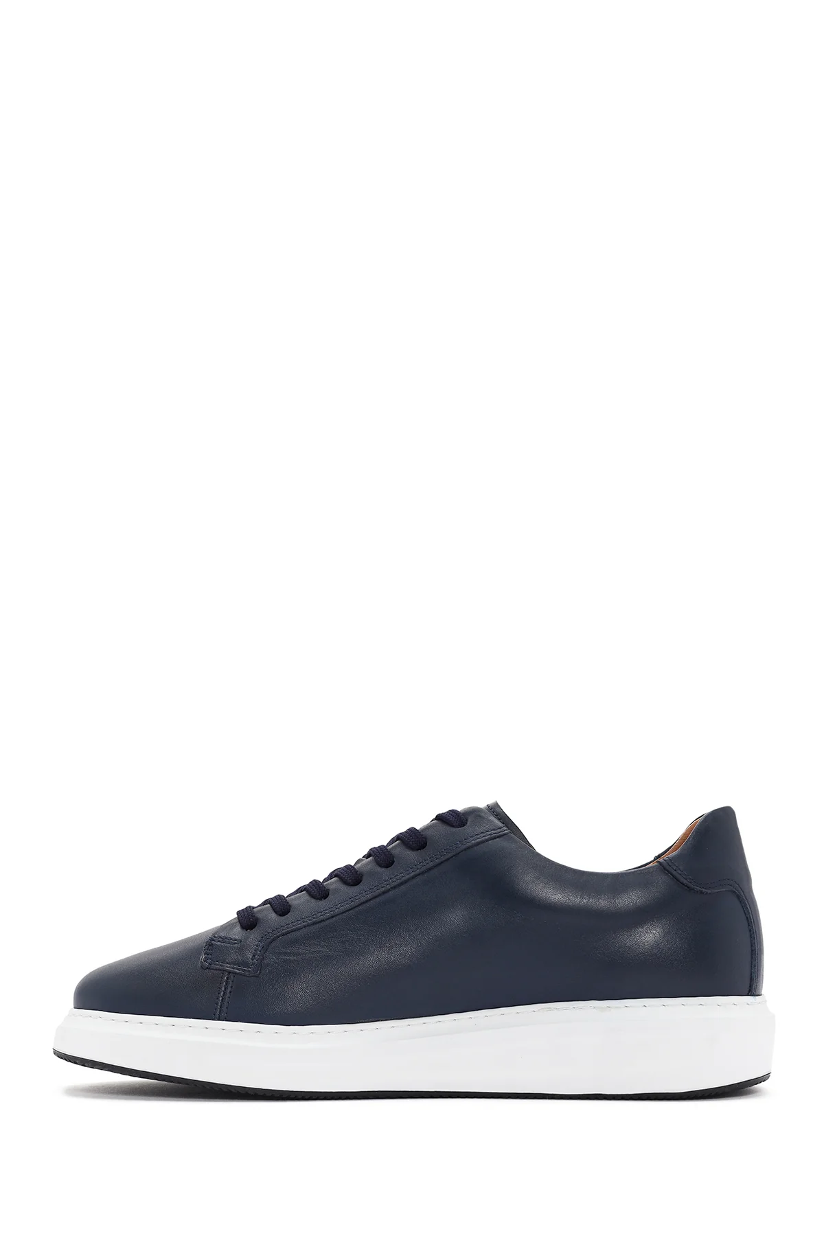 Erkek Lacivert Bağcıklı Deri Sneaker - Image 2