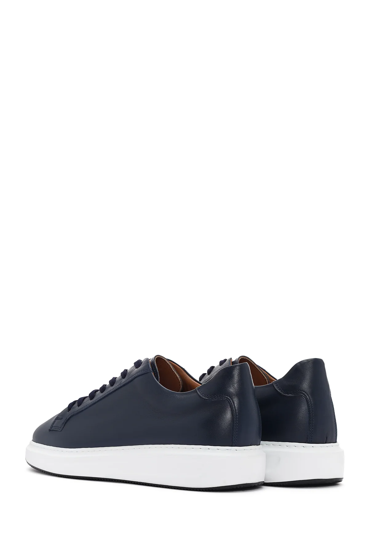 Erkek Lacivert Bağcıklı Deri Sneaker - Image 5