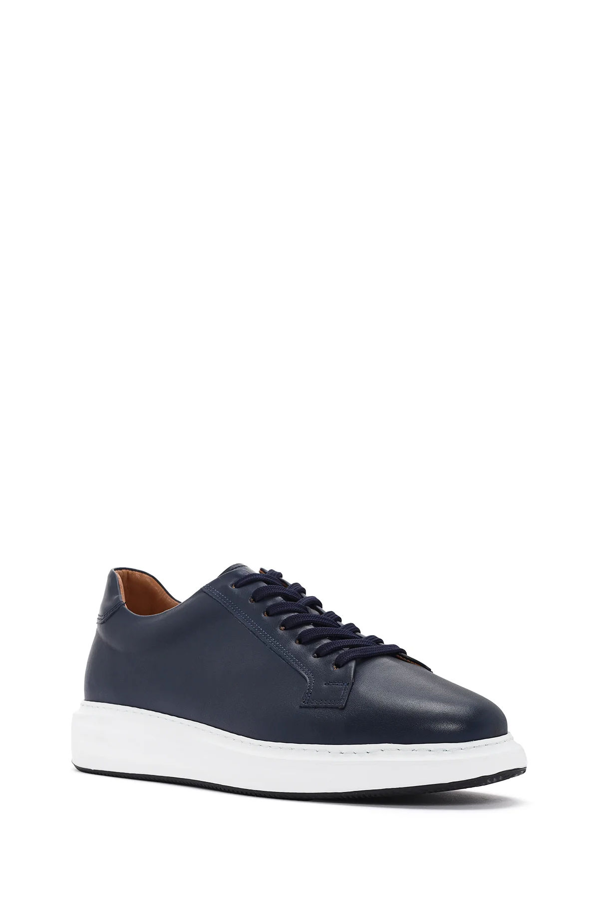 Erkek Lacivert Bağcıklı Deri Sneaker - Image 6