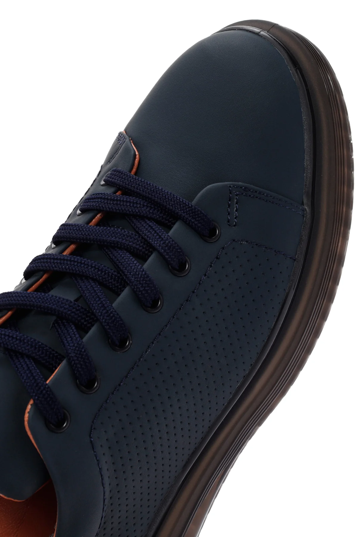 Erkek Lacivert Bağcıklı Deri Sneaker - Image 11