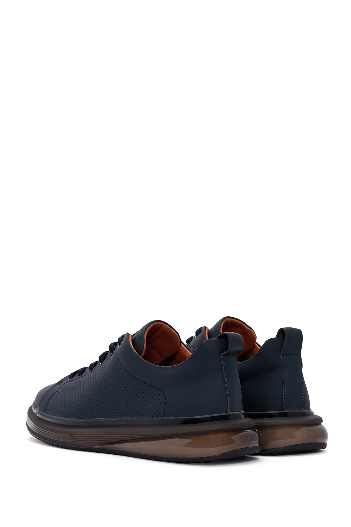 Erkek Lacivert Bağcıklı Deri Sneaker - Image 6