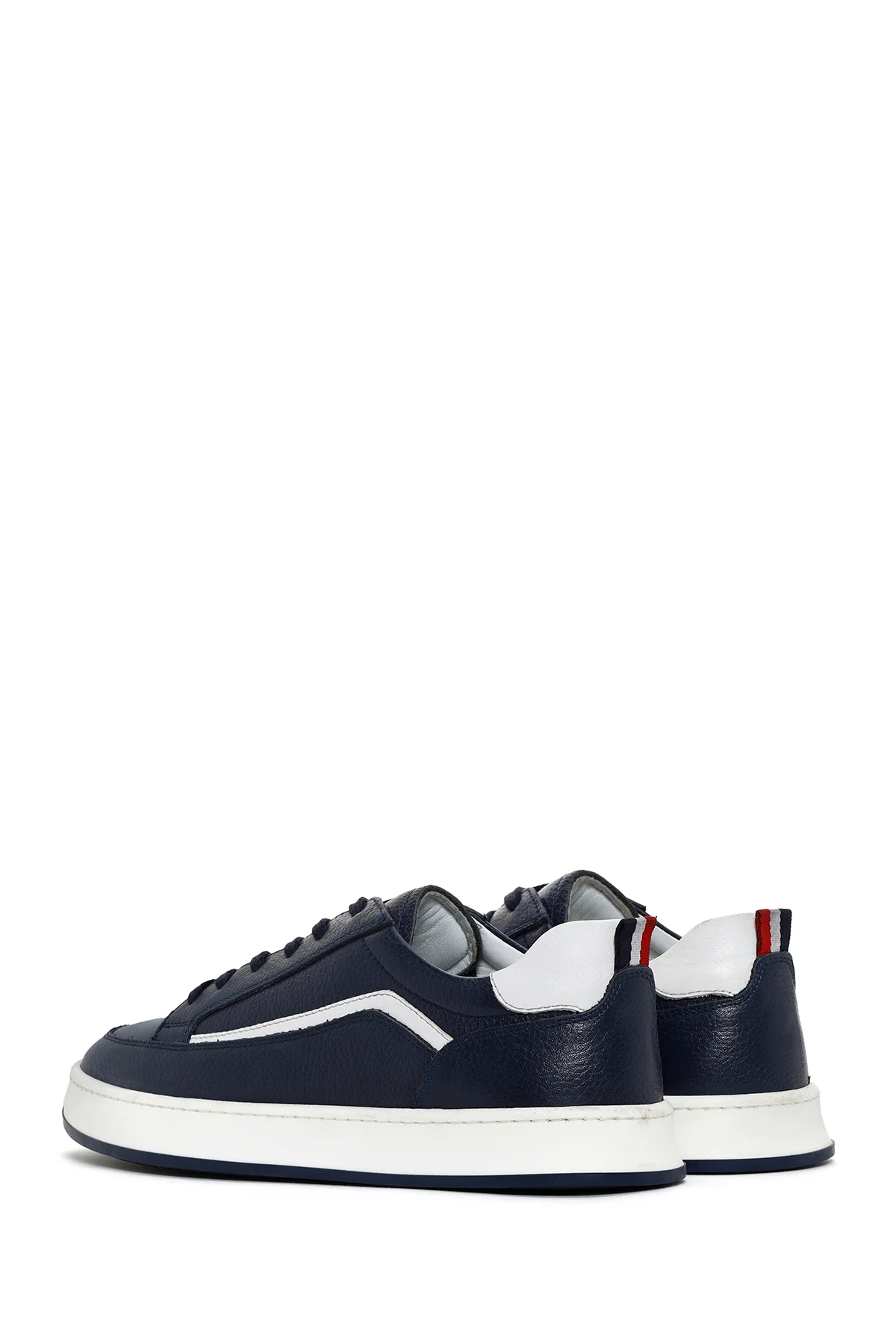 Erkek Lacivert Bağcıklı Deri Sneaker - Image 5