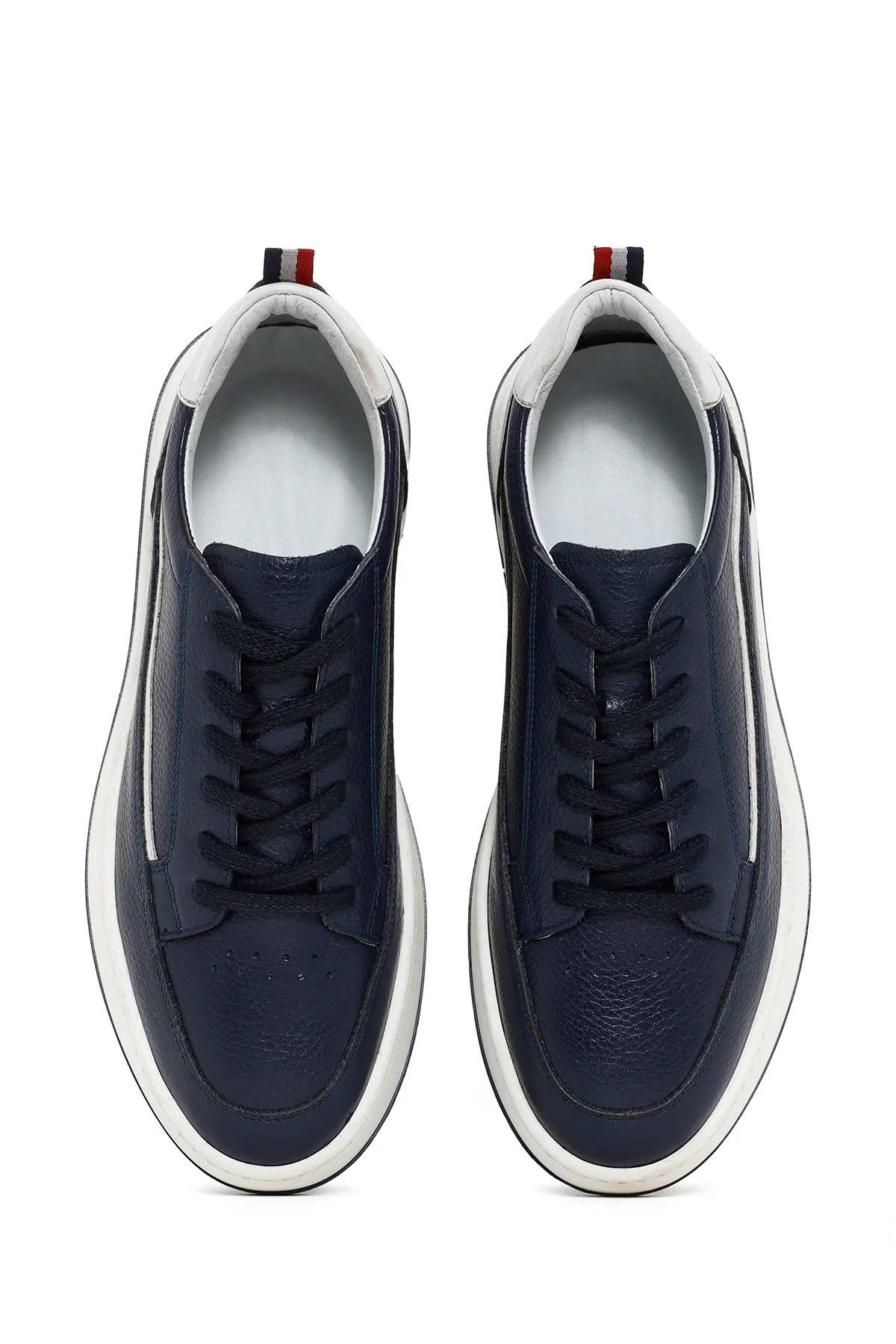 Erkek Lacivert Bağcıklı Deri Sneaker - Image 6