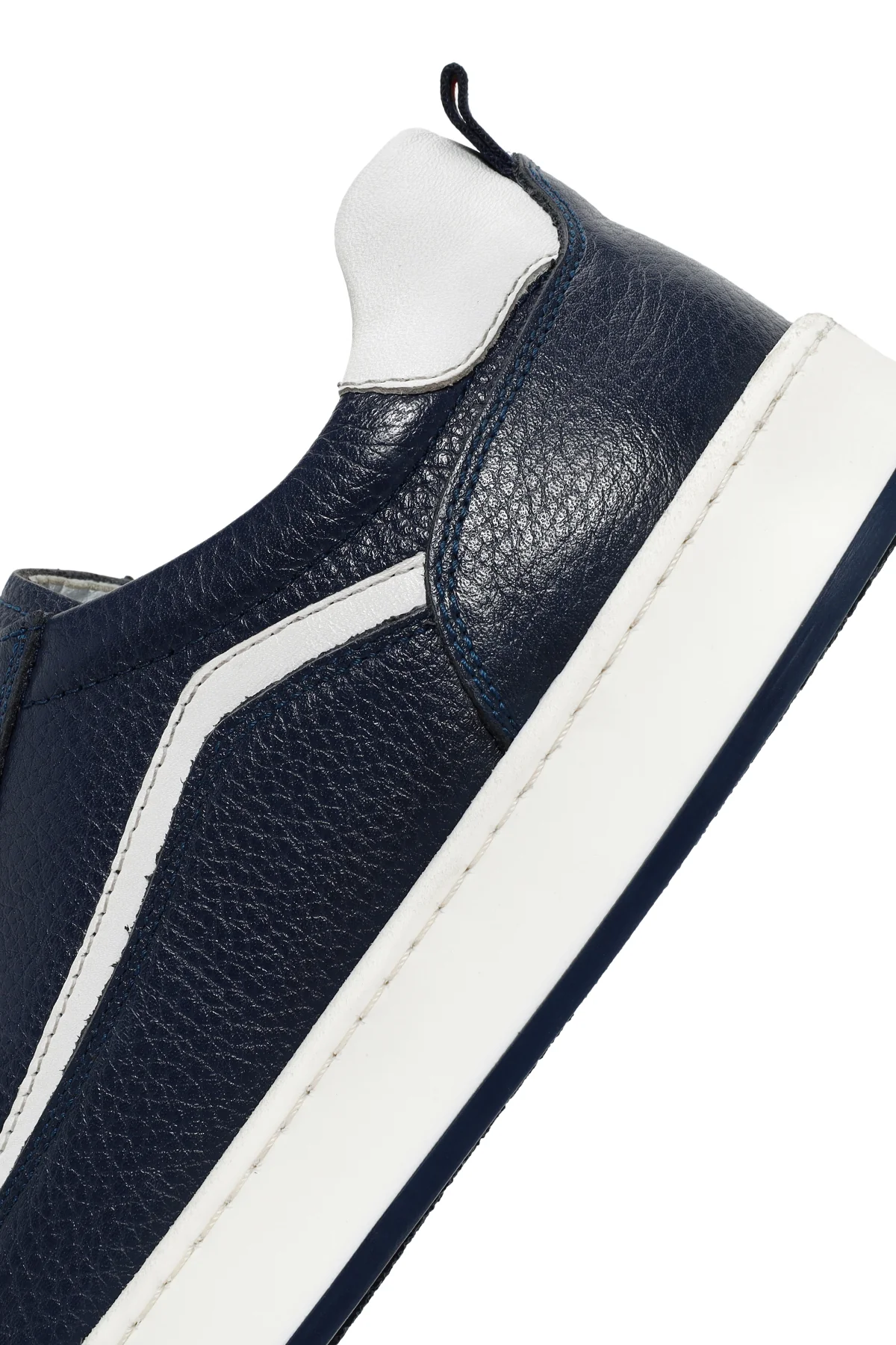 Erkek Lacivert Bağcıklı Deri Sneaker - Image 7