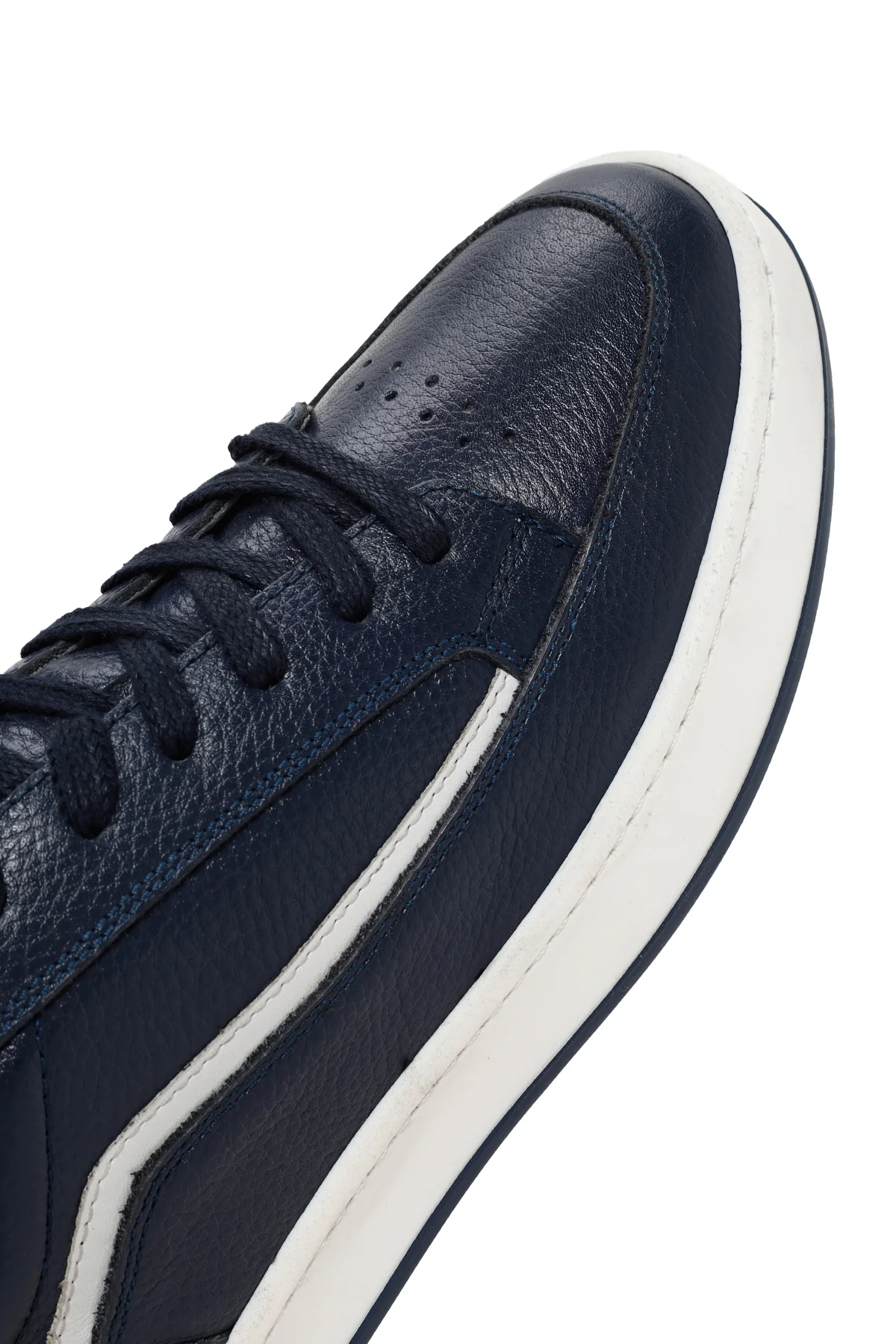 Erkek Lacivert Bağcıklı Deri Sneaker - Image 9