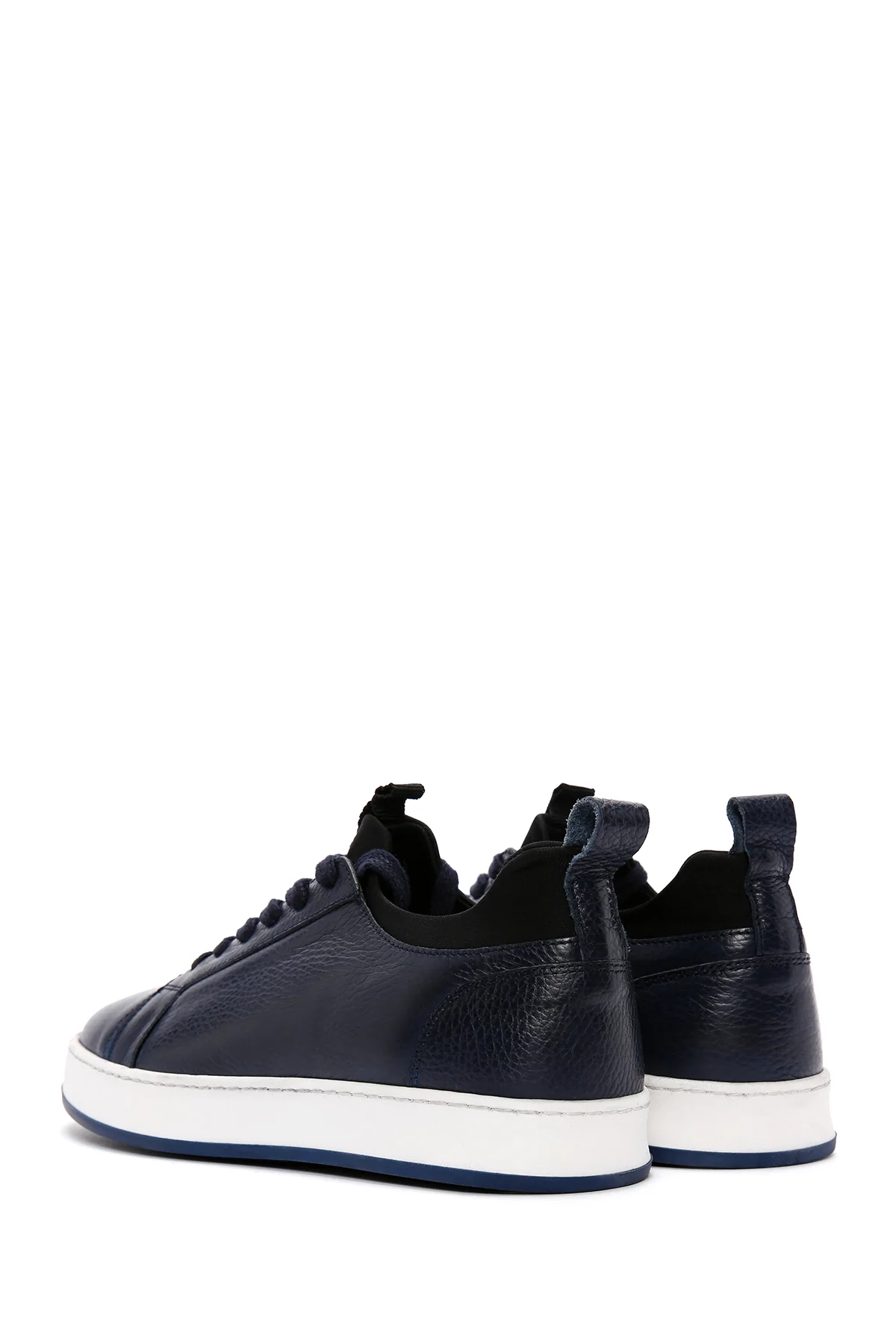 Erkek Lacivert Bağcıklı Deri Sneaker - Image 5