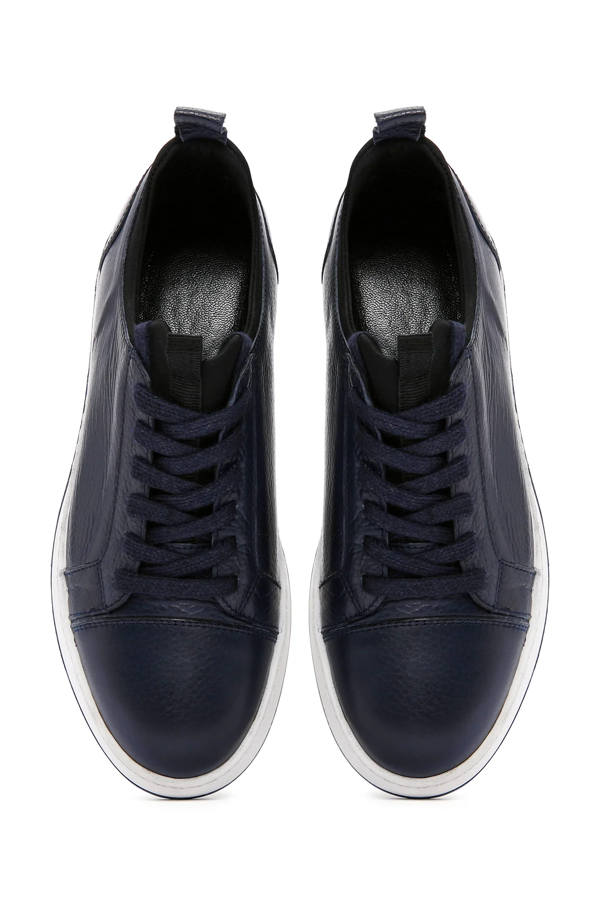 Erkek Lacivert Bağcıklı Deri Sneaker - Image 7