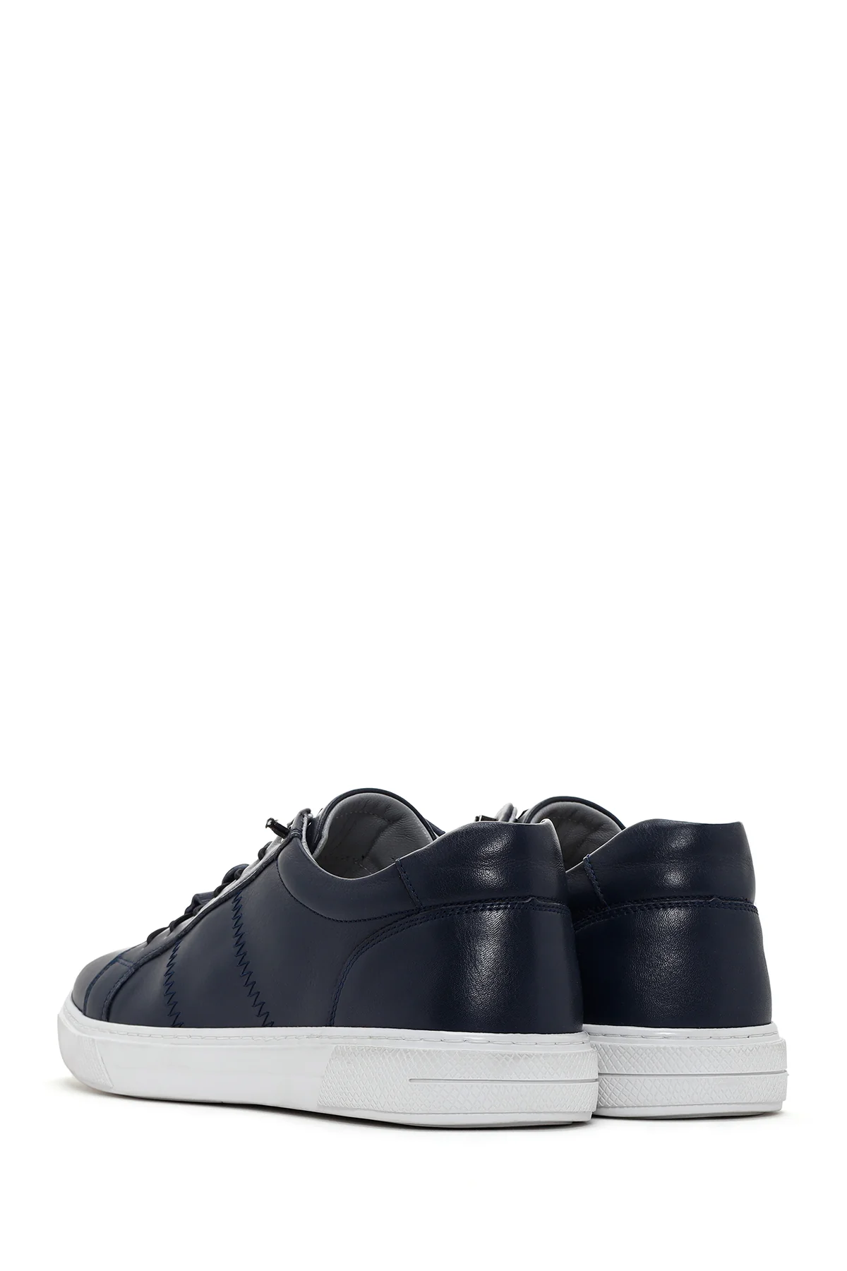 Erkek Lacivert Bağcıklı Deri Sneaker - Image 5