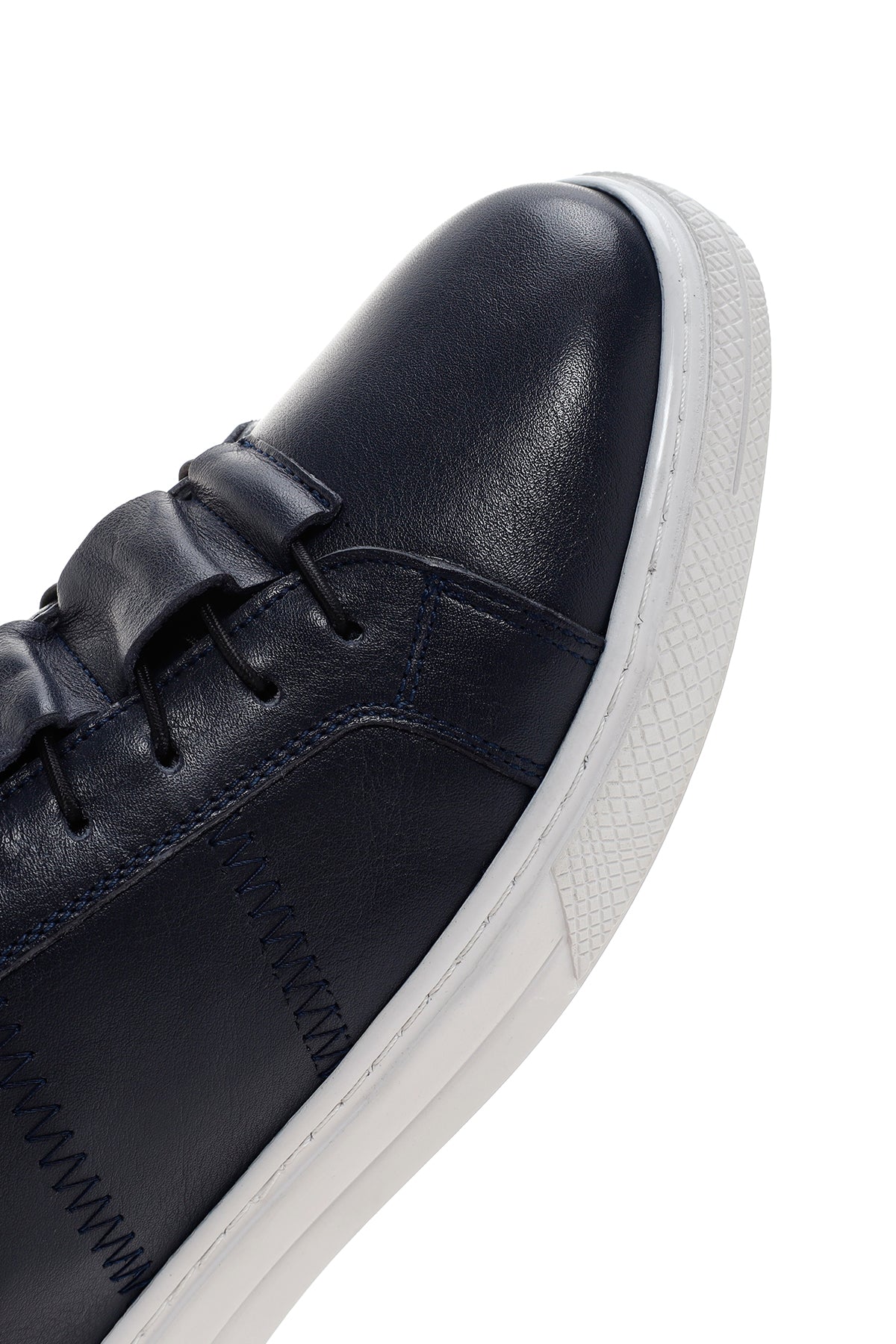 Erkek Lacivert Bağcıklı Deri Sneaker - Image 9