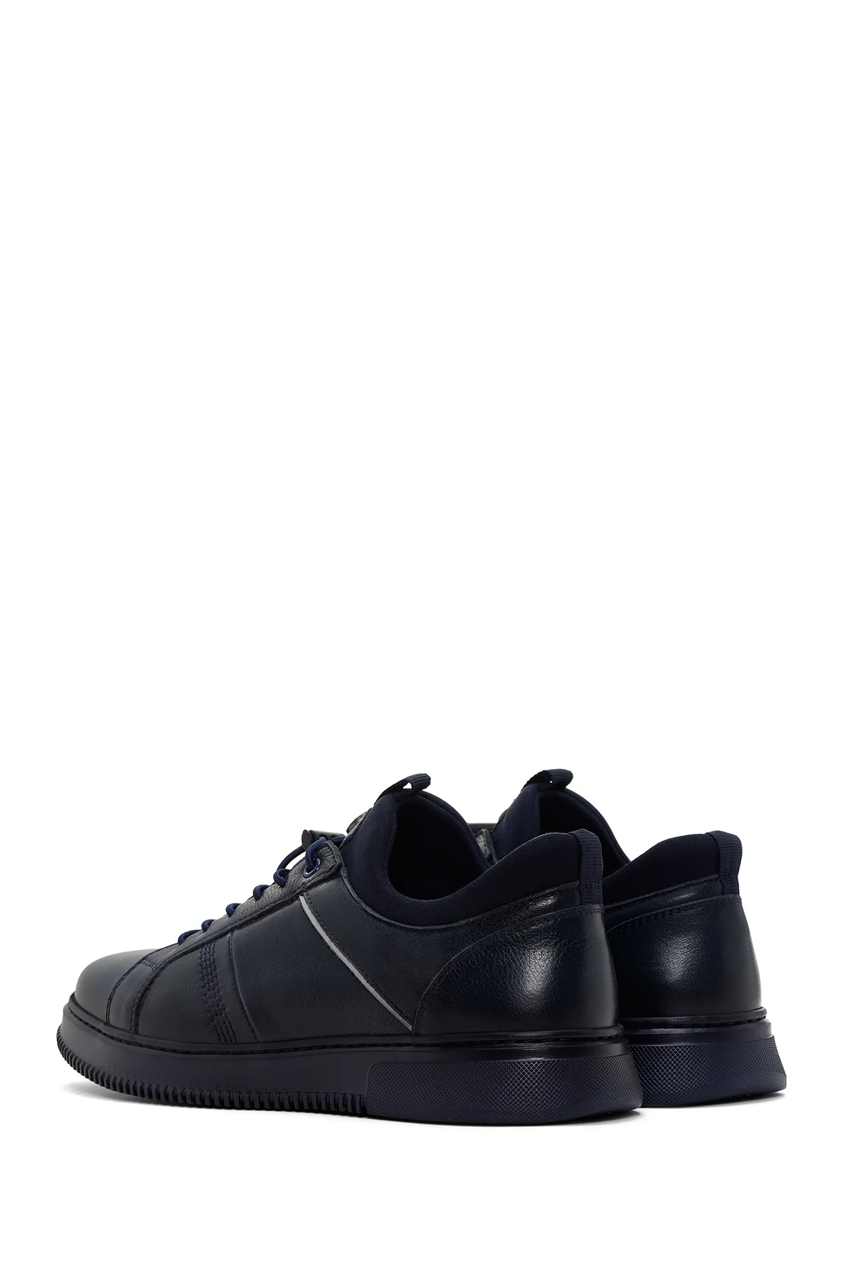 Erkek Lacivert Bağcıklı Deri Sneaker - Image 5