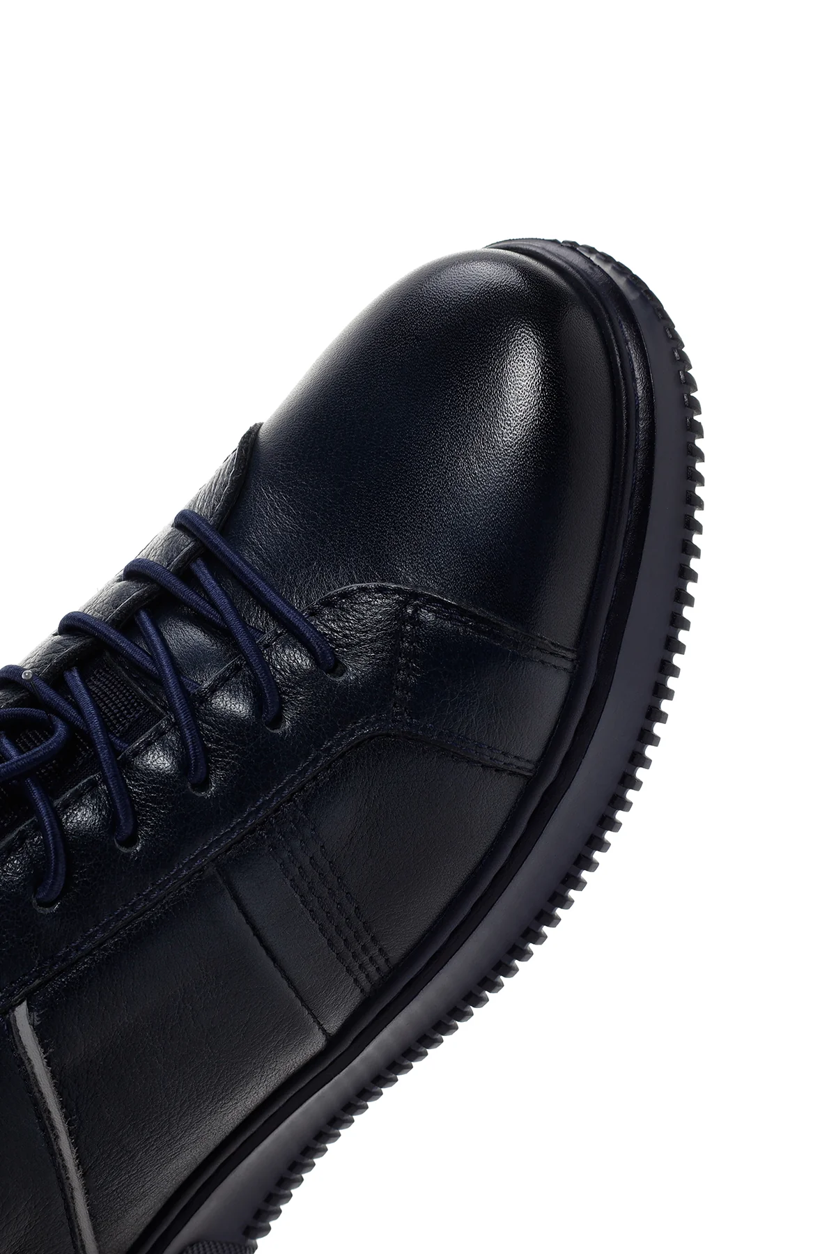 Erkek Lacivert Bağcıklı Deri Sneaker - Image 9