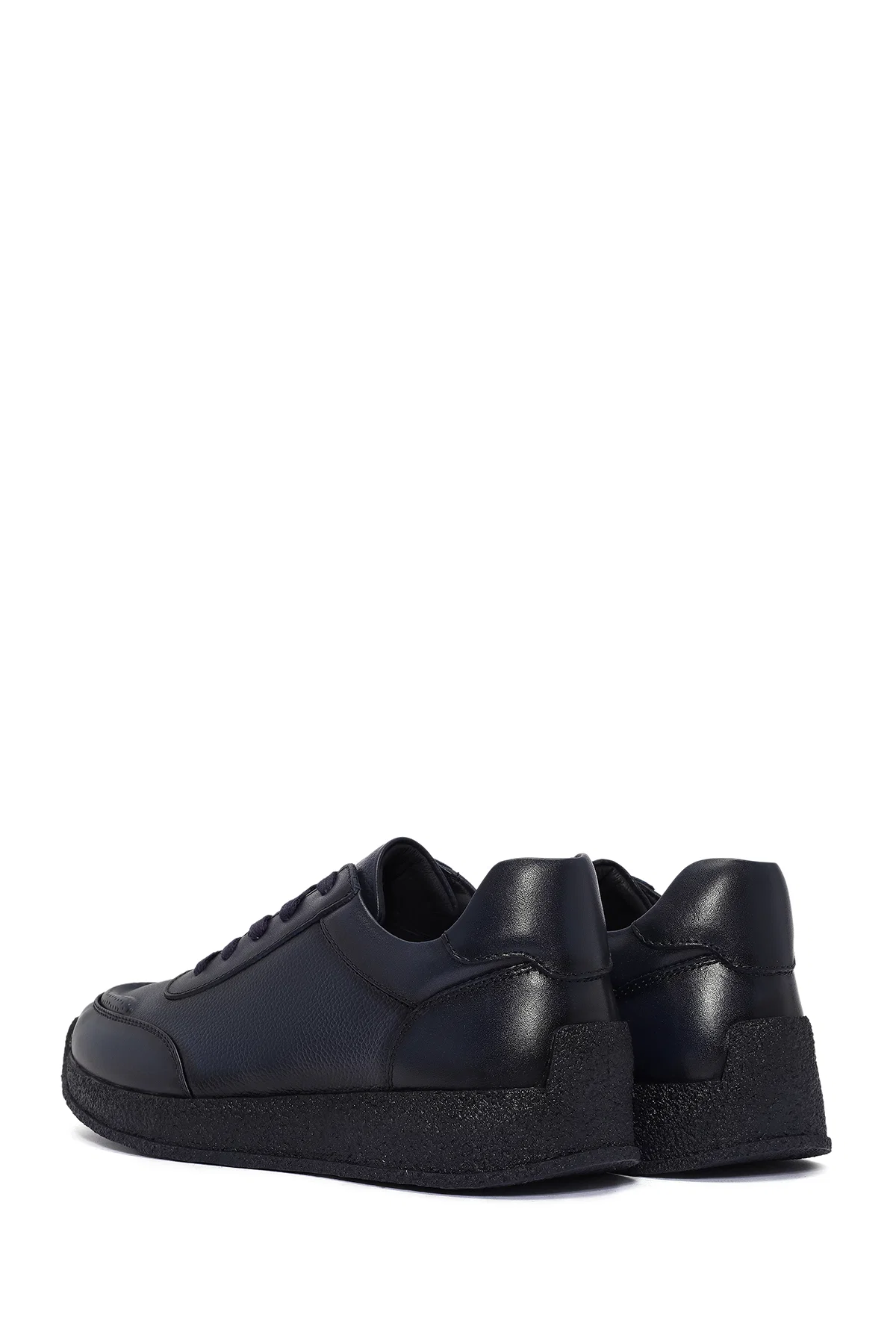 Erkek Lacivert Bağcıklı Deri Sneaker - Image 5
