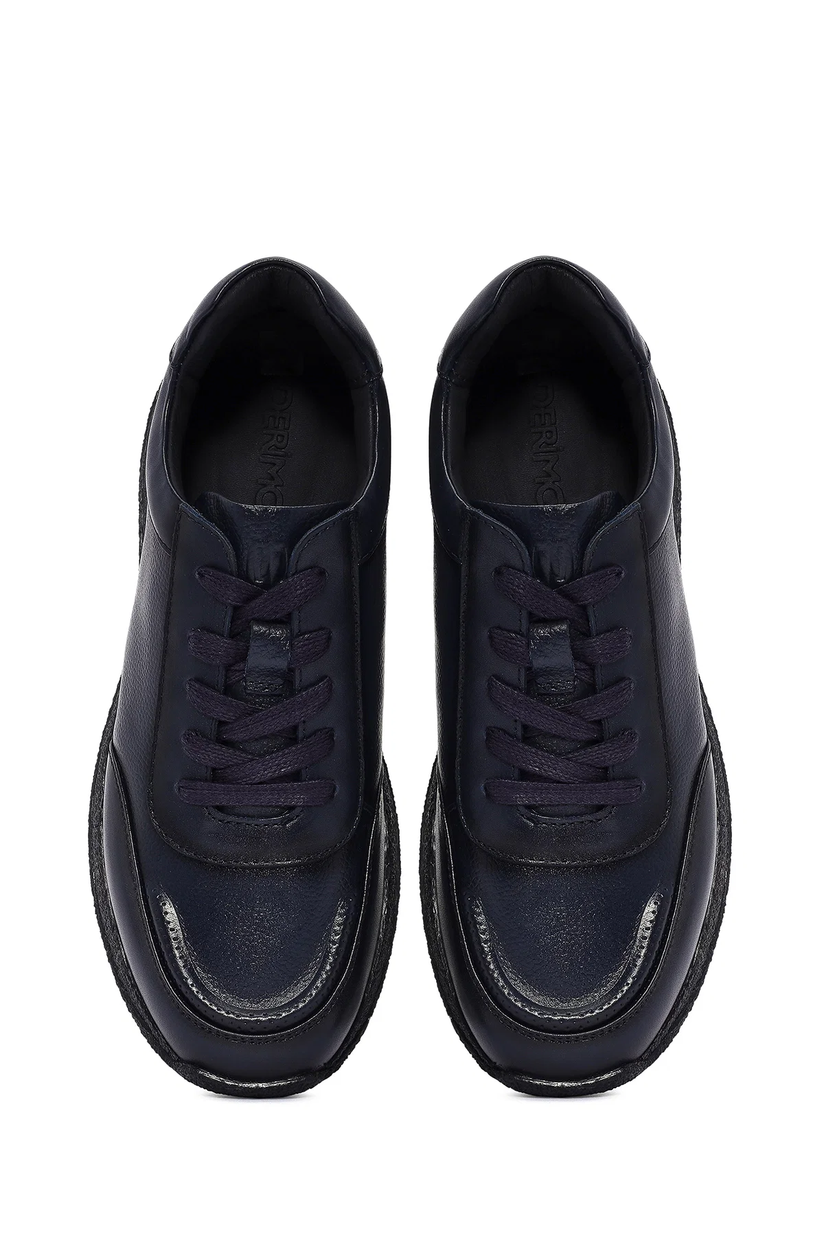 Erkek Lacivert Bağcıklı Deri Sneaker - Image 7