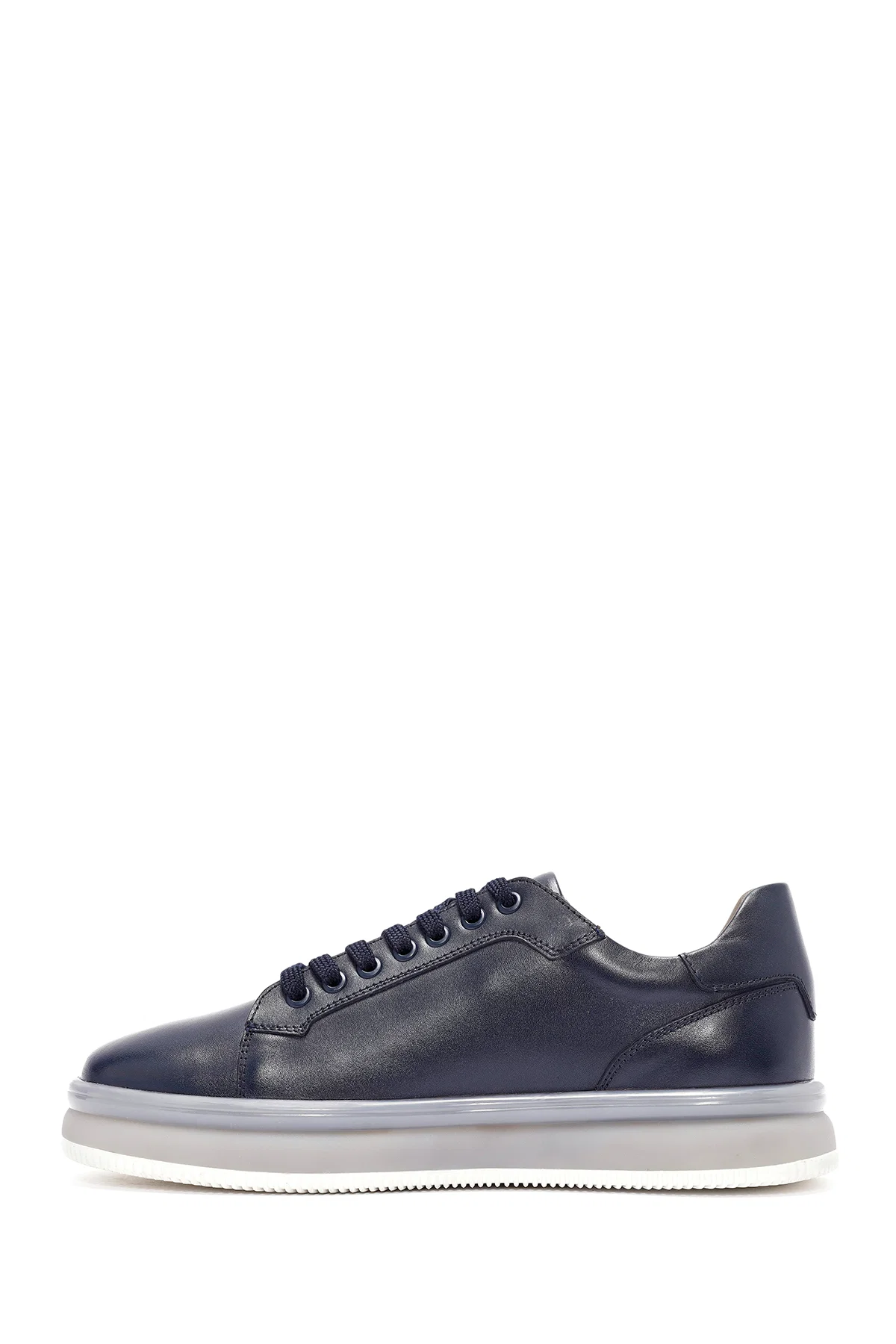 Erkek Lacivert Bağcıklı Deri Sneaker - Image 2