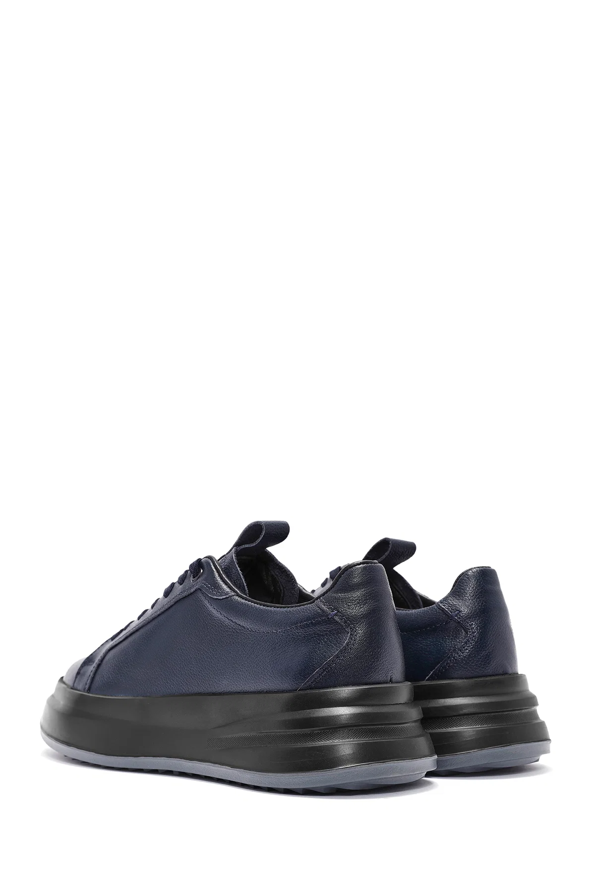 Erkek Lacivert Bağcıklı Deri Sneaker - Image 5
