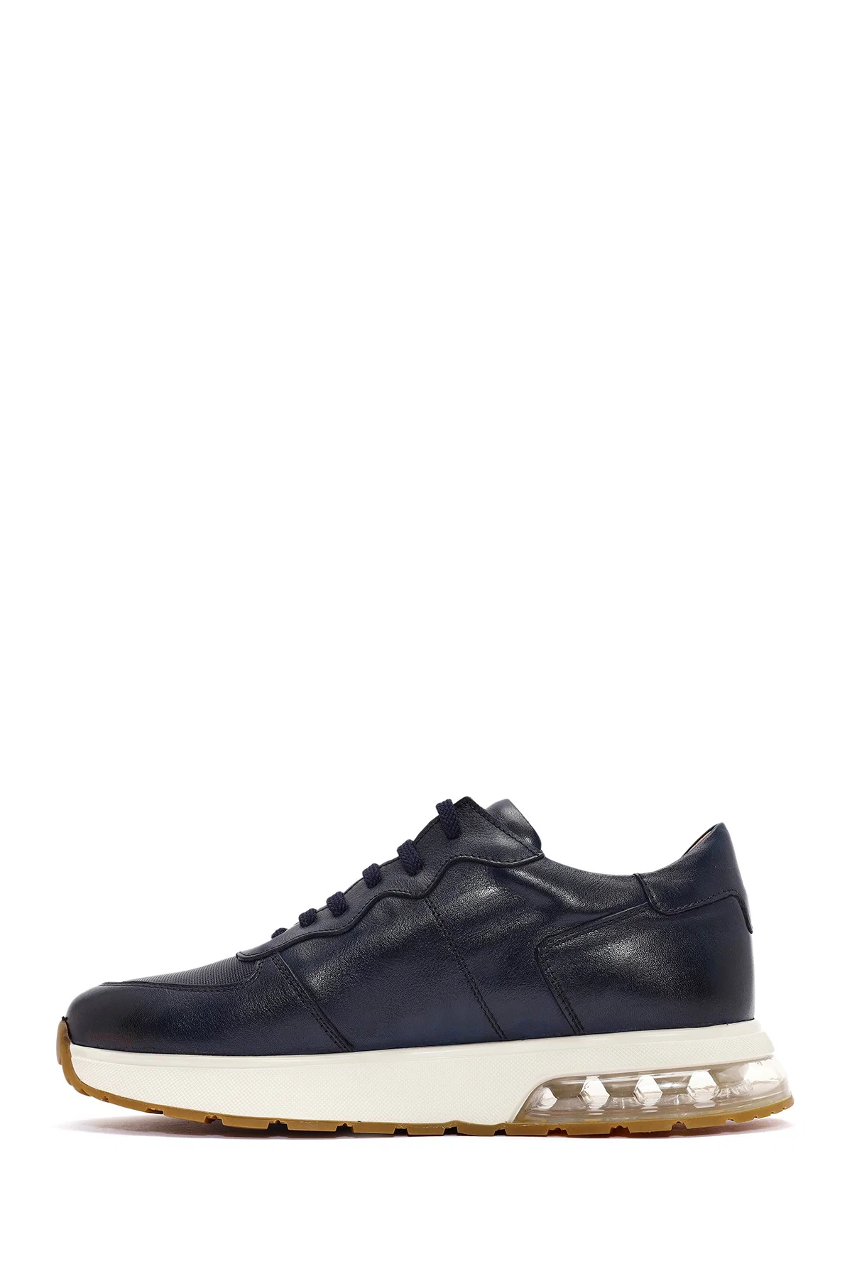Erkek Lacivert Bağcıklı Deri Sneaker - Image 2