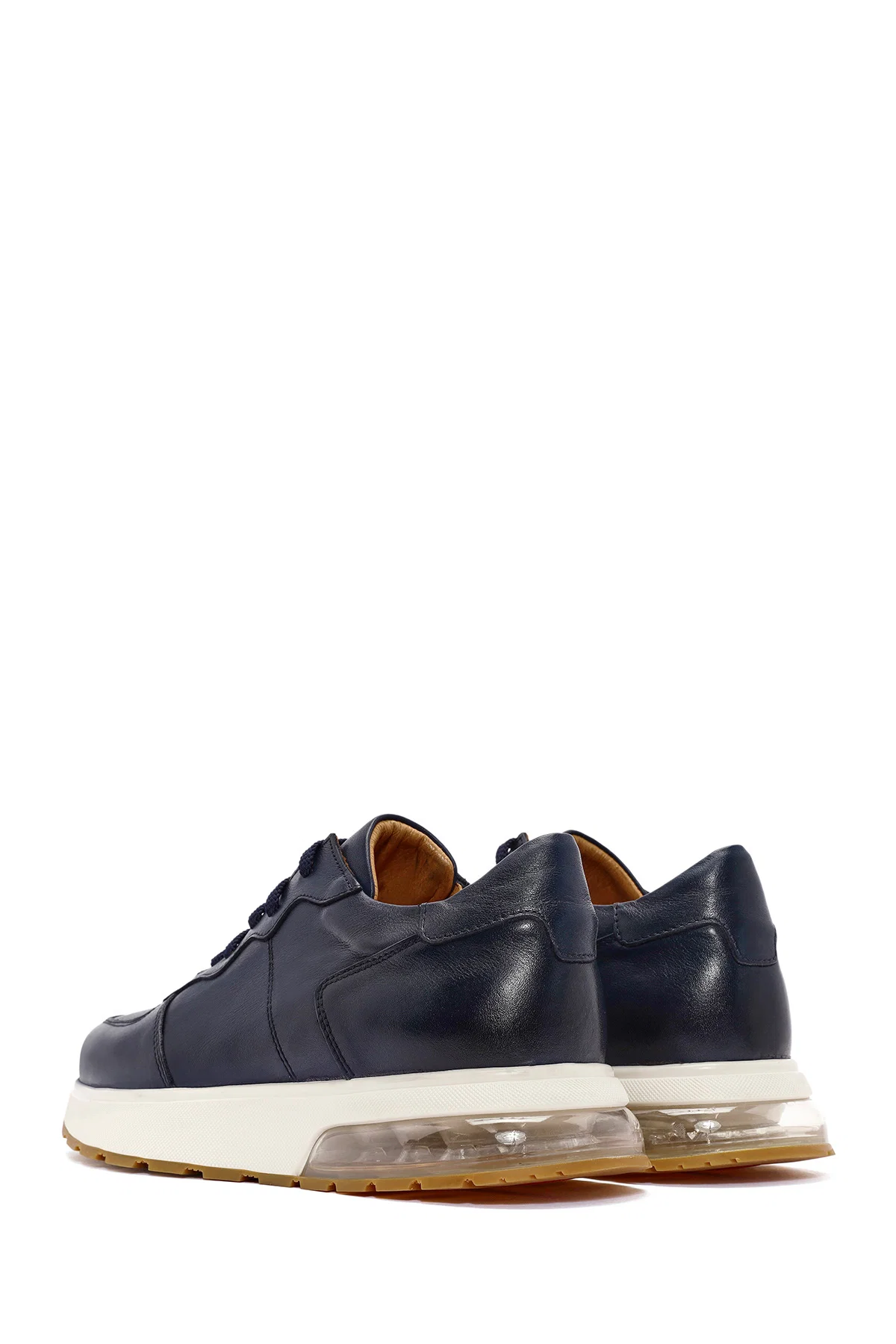 Erkek Lacivert Bağcıklı Deri Sneaker - Image 5