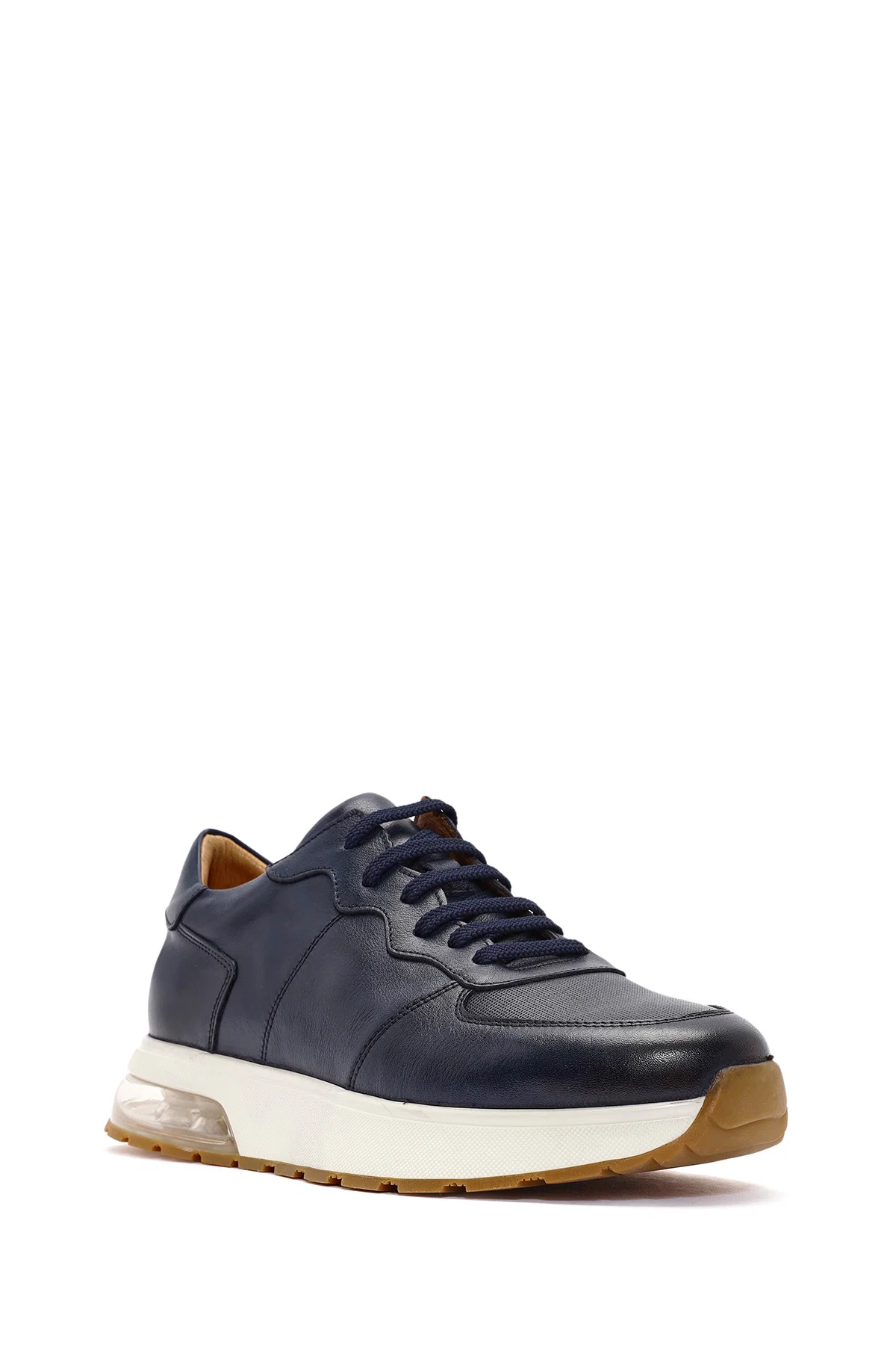 Erkek Lacivert Bağcıklı Deri Sneaker - Image 6