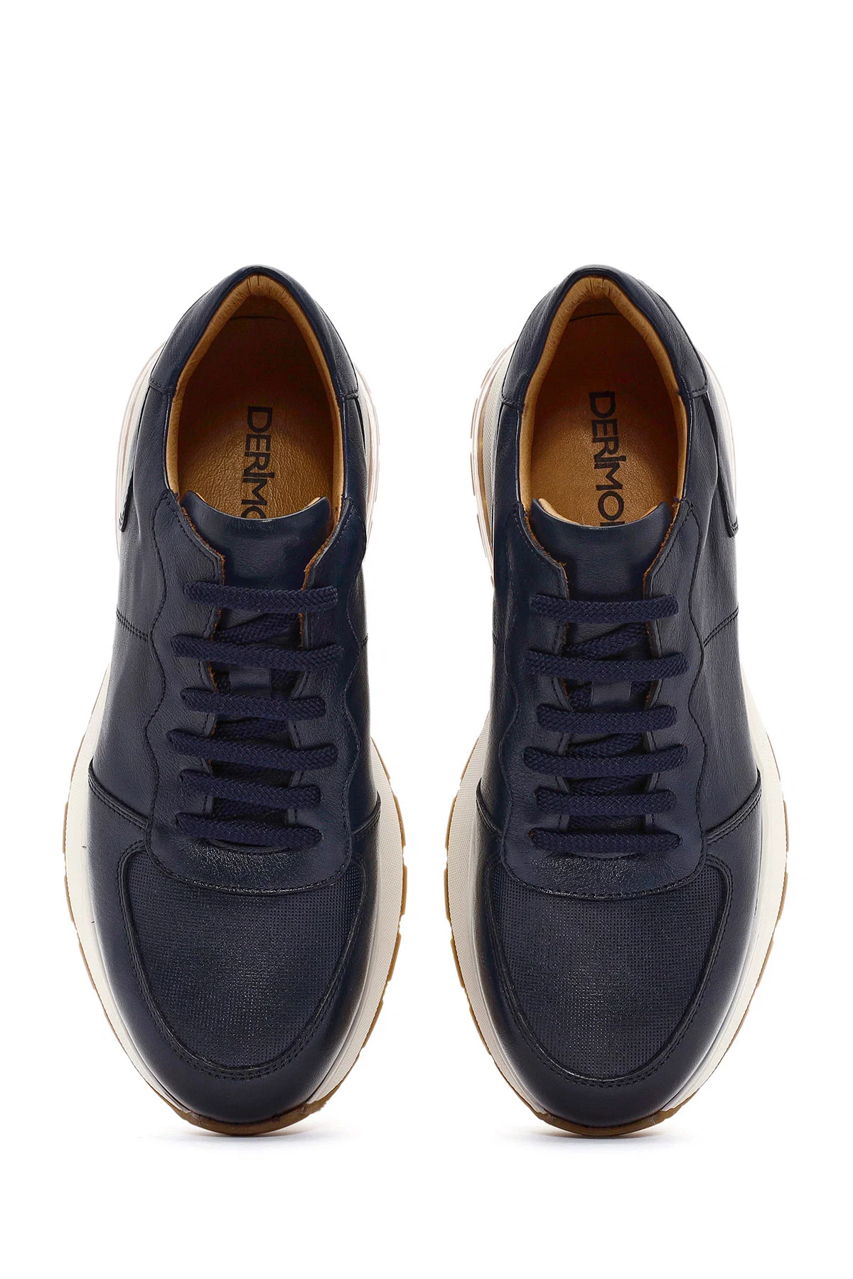 Erkek Lacivert Bağcıklı Deri Sneaker - Image 7