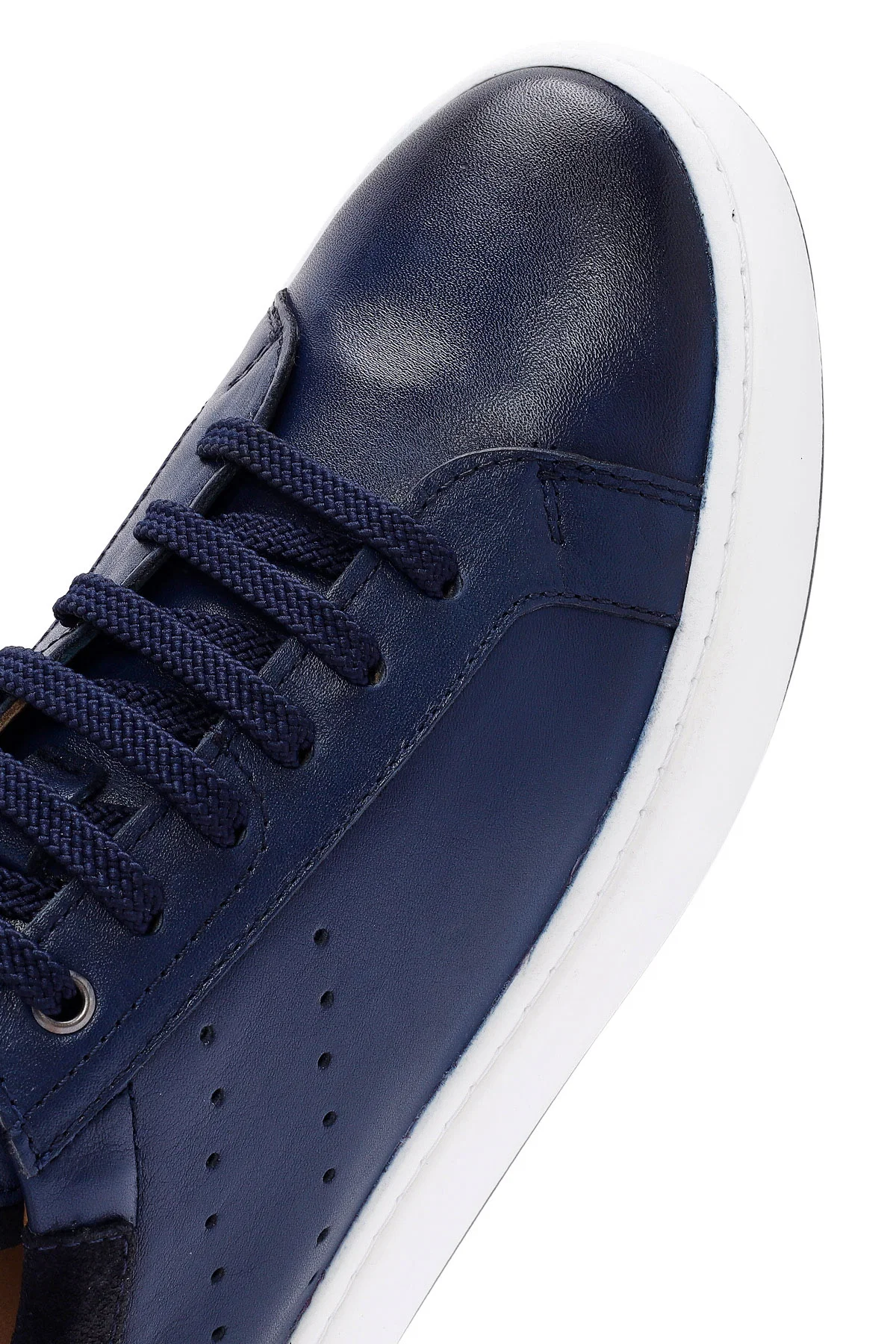Erkek Lacivert Bağcıklı Deri Sneaker - Image 10
