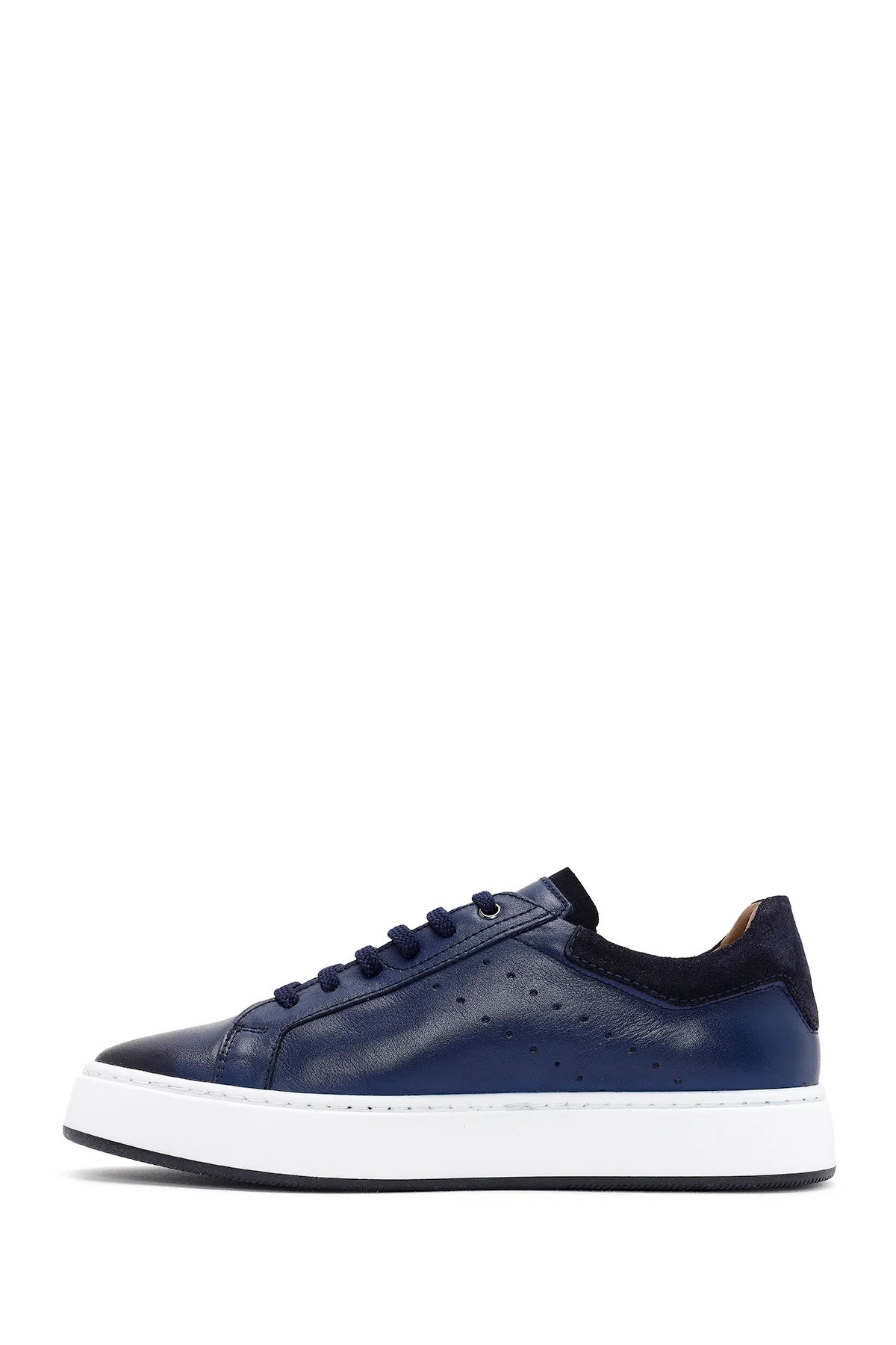 Erkek Lacivert Bağcıklı Deri Sneaker - Image 2