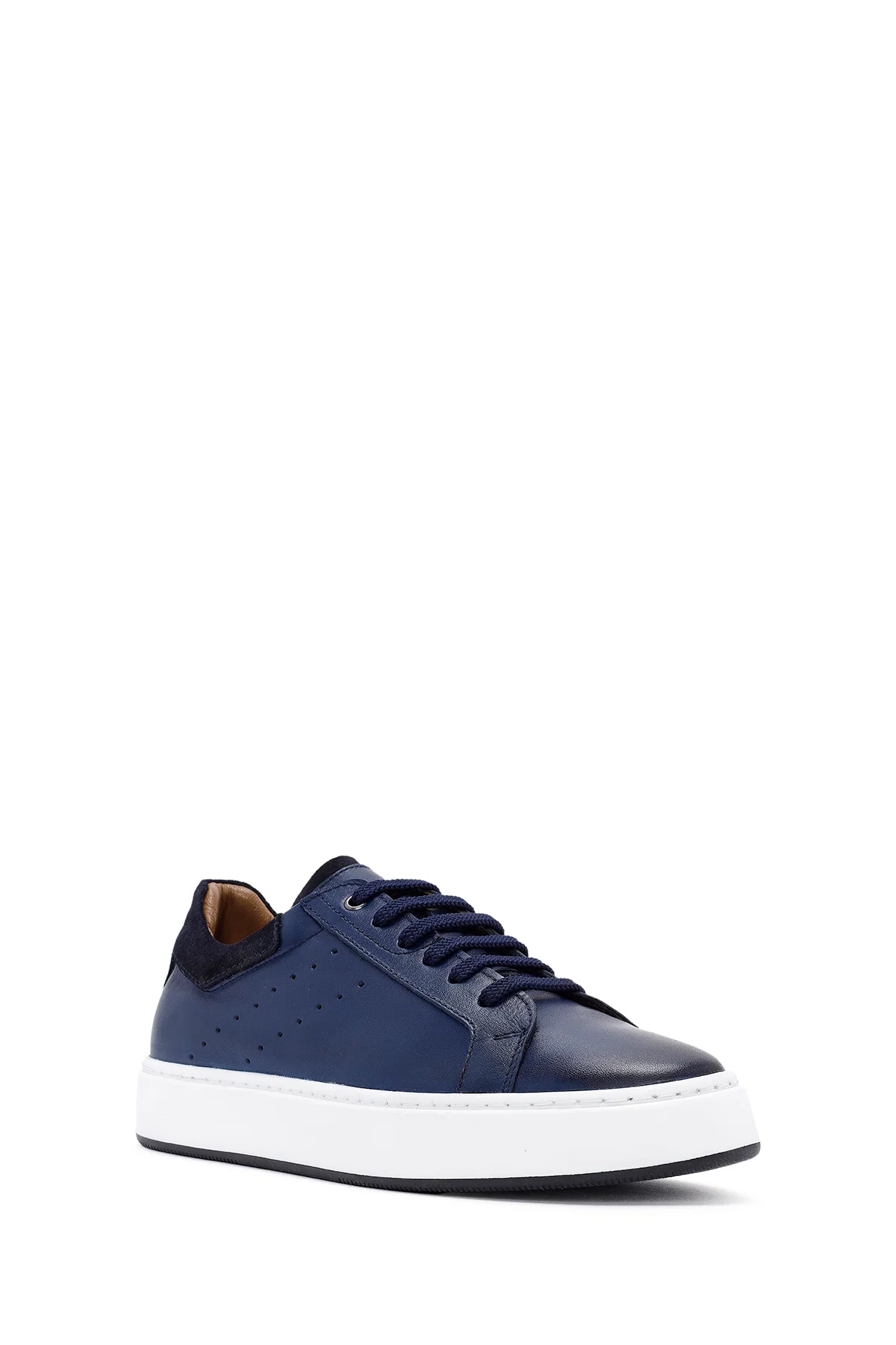 Erkek Lacivert Bağcıklı Deri Sneaker - Image 6