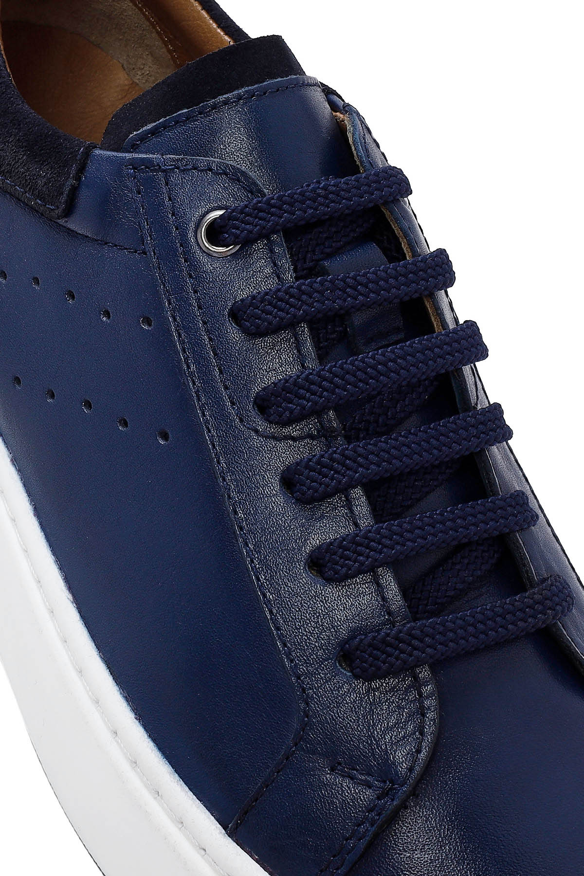 Erkek Lacivert Bağcıklı Deri Sneaker - Image 9