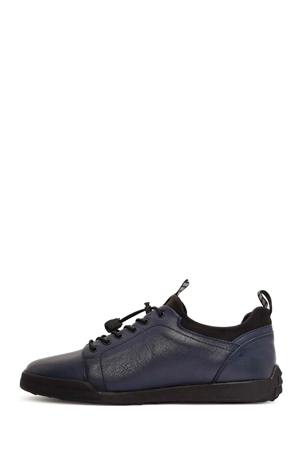 Erkek Lacivert Bağcıklı Deri Sneaker - Image 2