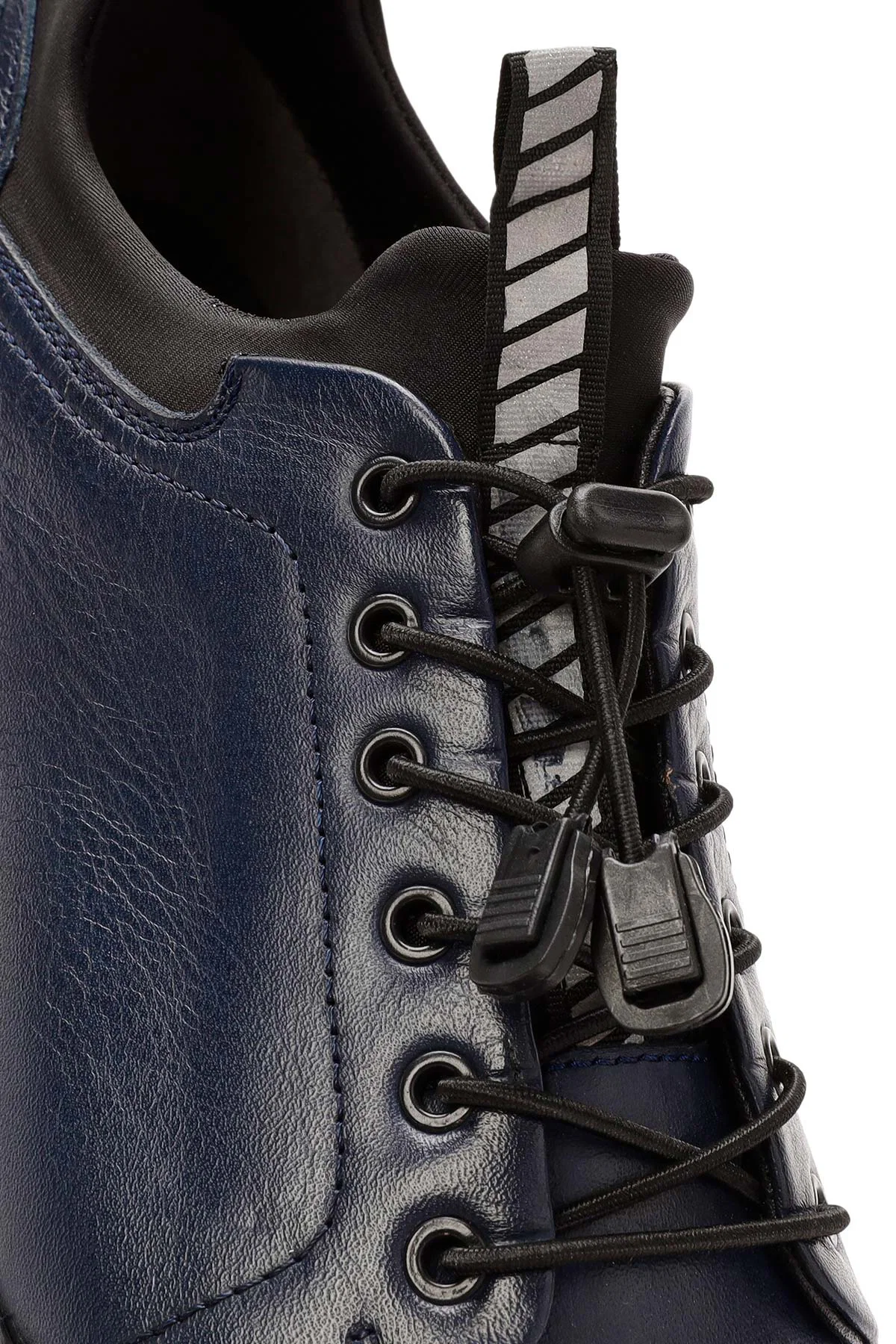 Erkek Lacivert Bağcıklı Deri Sneaker - Image 9
