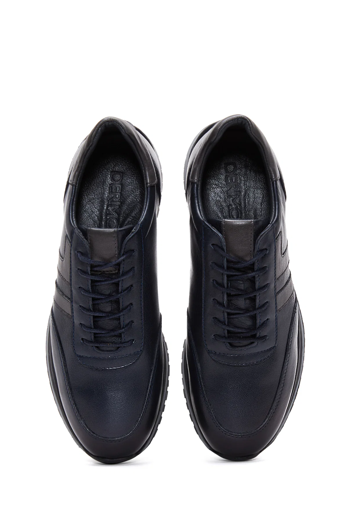 Erkek Lacivert Bağcıklı Deri Sneaker - Image 6