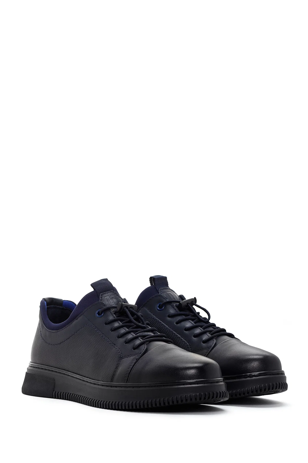Erkek Lacivert Bağcıklı Deri Sneaker - Image 3