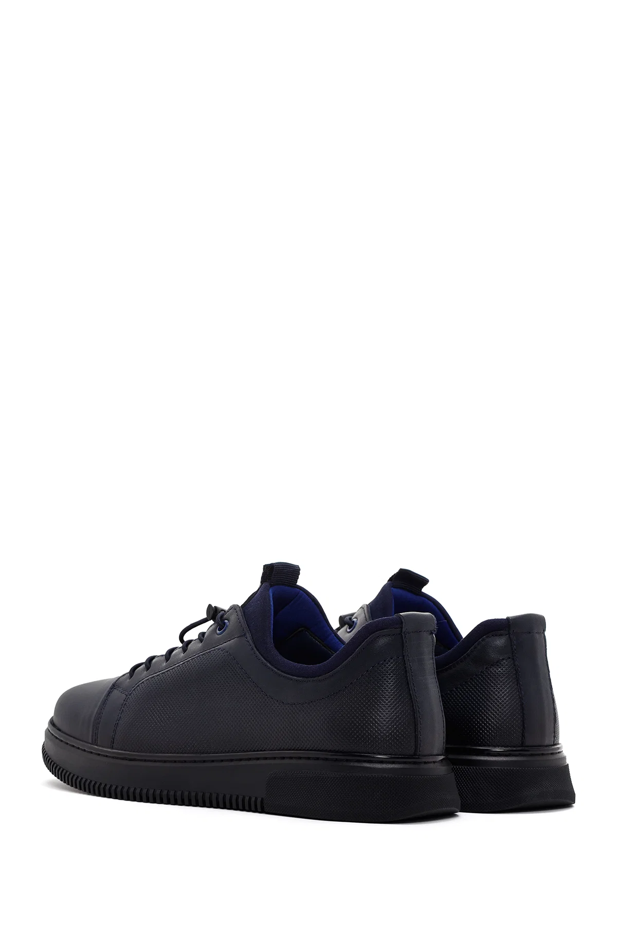 Erkek Lacivert Bağcıklı Deri Sneaker - Image 5