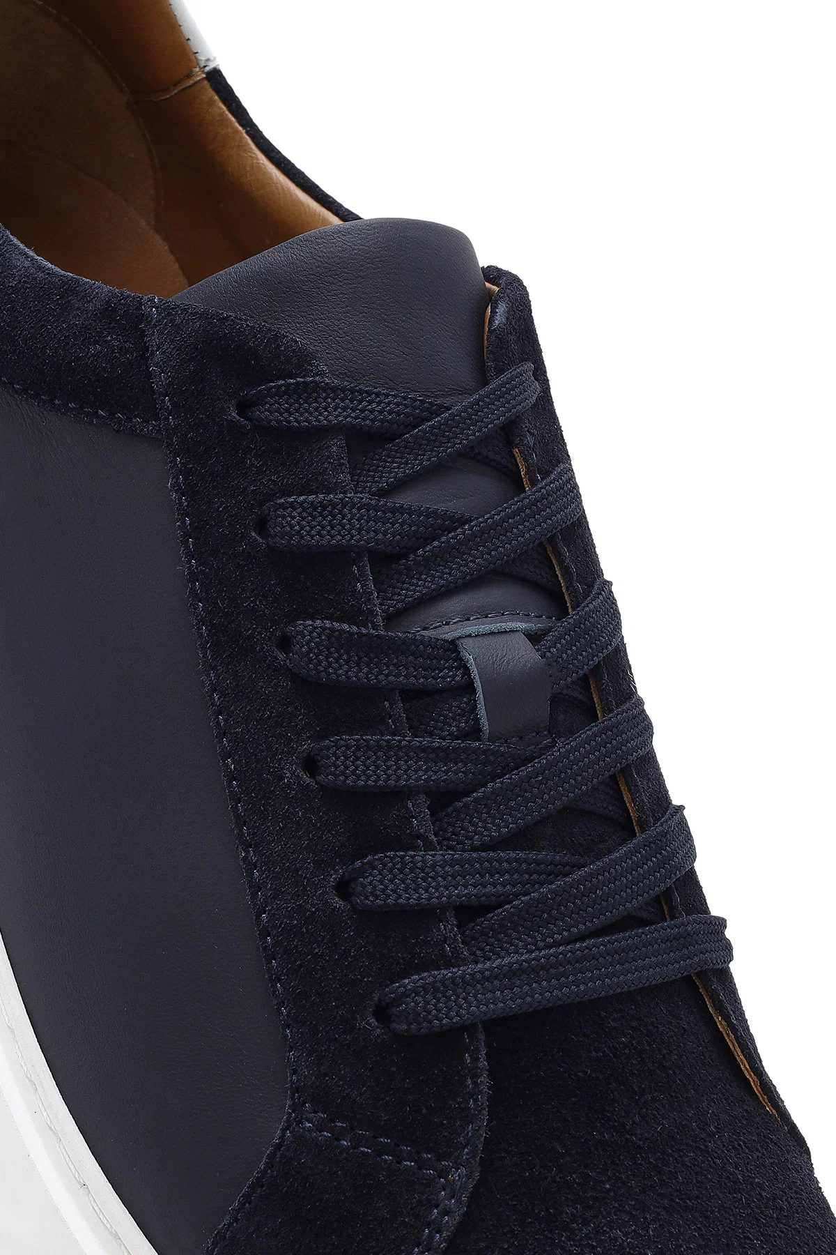 Erkek Lacivert Bağcıklı Deri Sneaker - Image 9