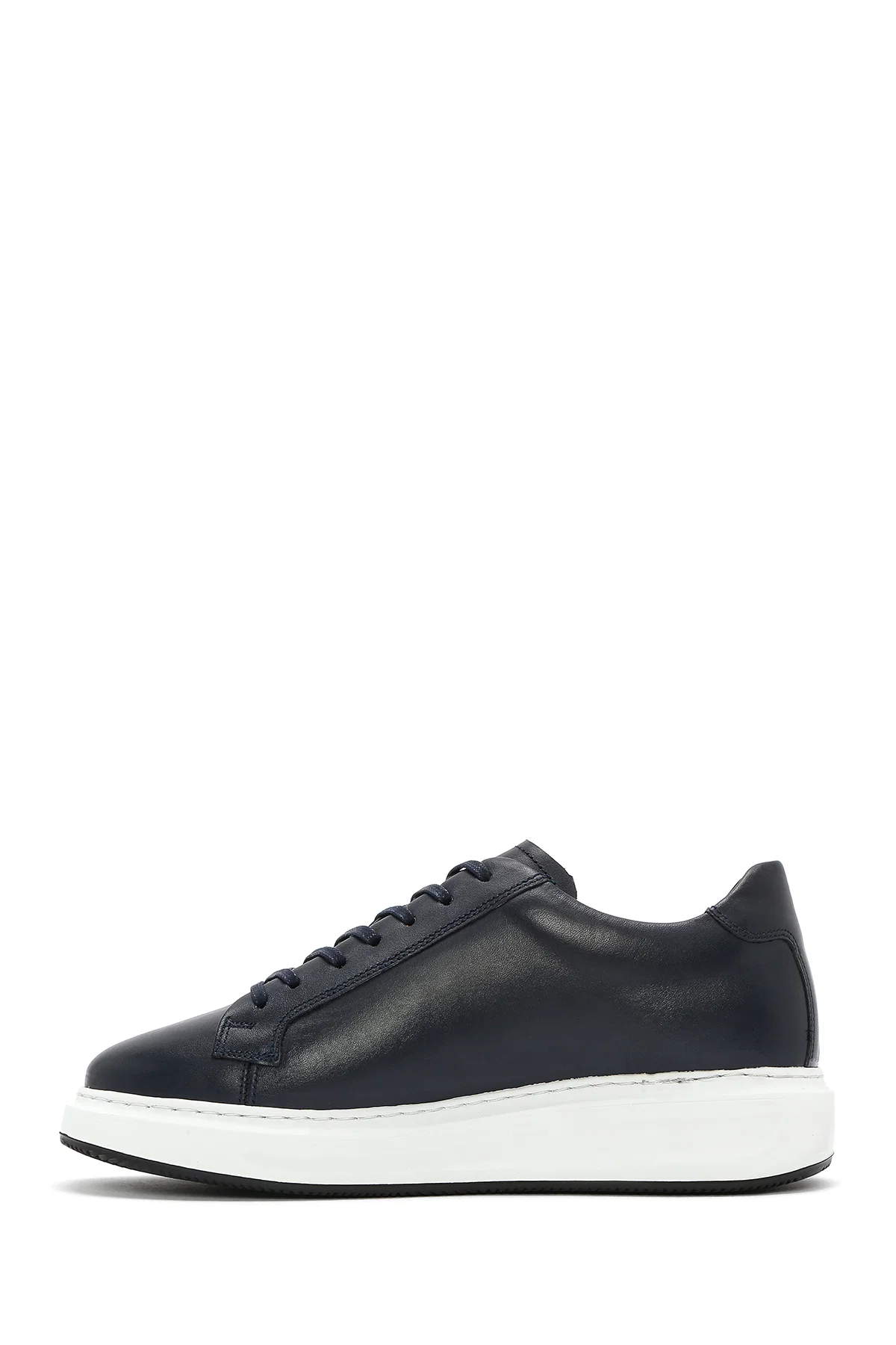 Erkek Lacivert Bağcıklı Deri Sneaker - Image 2