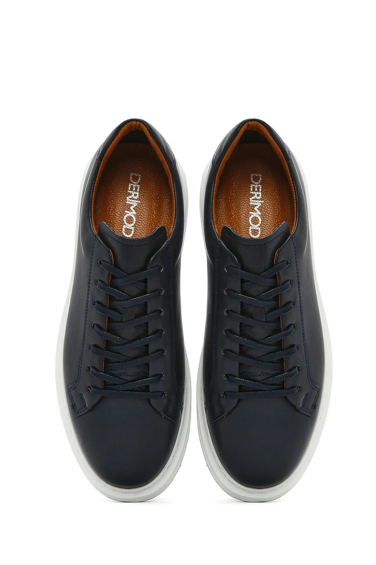 Erkek Lacivert Bağcıklı Deri Sneaker - Image 7