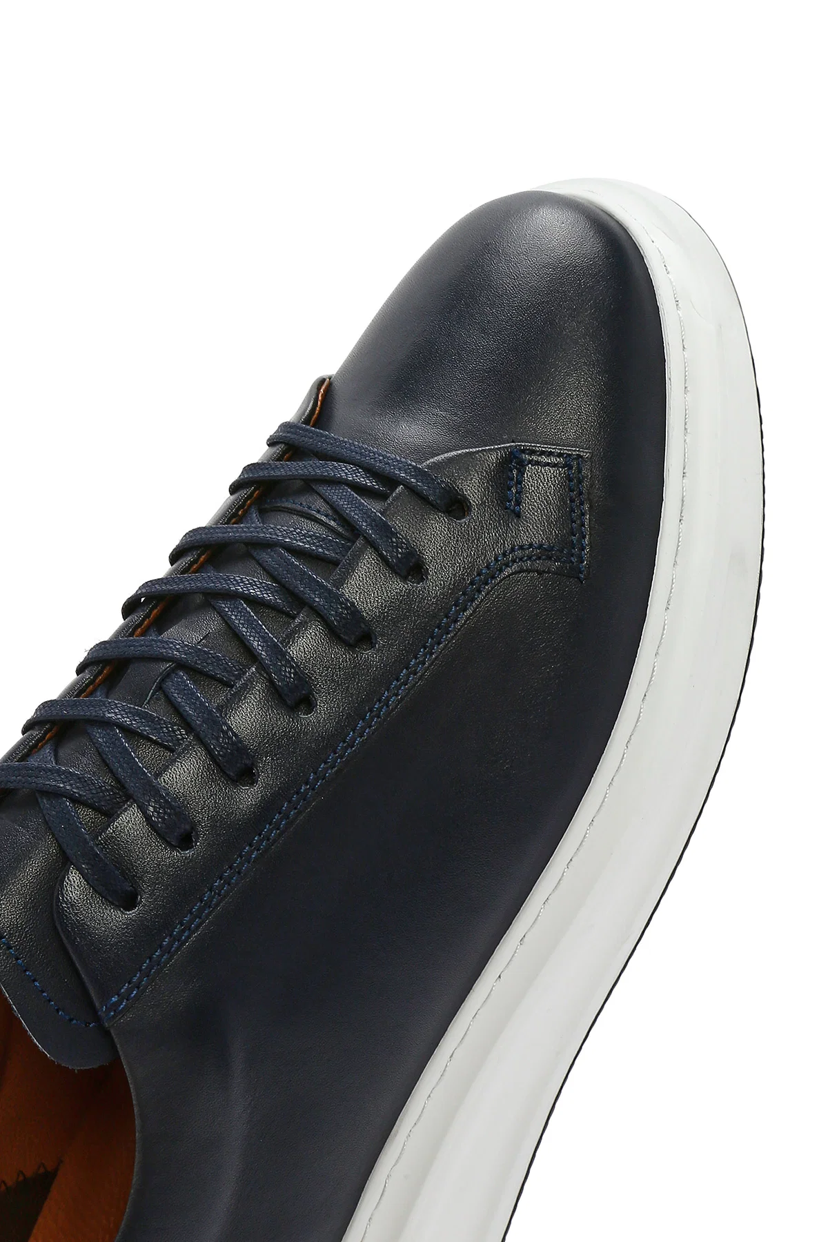 Erkek Lacivert Bağcıklı Deri Sneaker - Image 8
