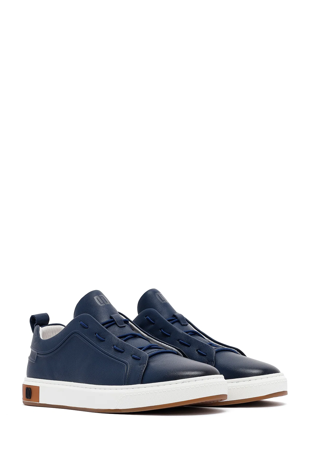 Erkek Lacivert Bağcıklı Deri Sneaker - Image 3