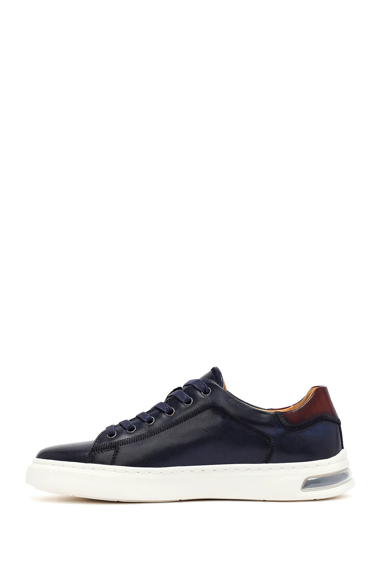 Erkek Lacivert Bağcıklı Deri Sneaker - Image 2