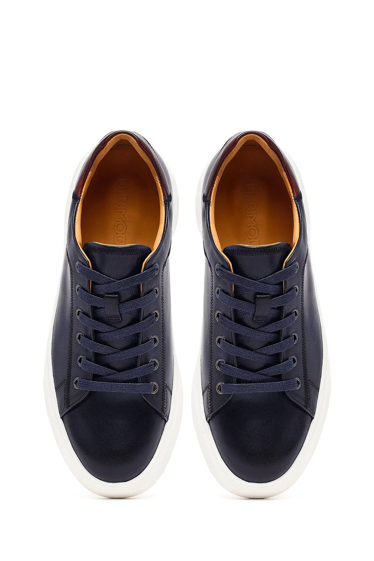 Erkek Lacivert Bağcıklı Deri Sneaker - Image 7