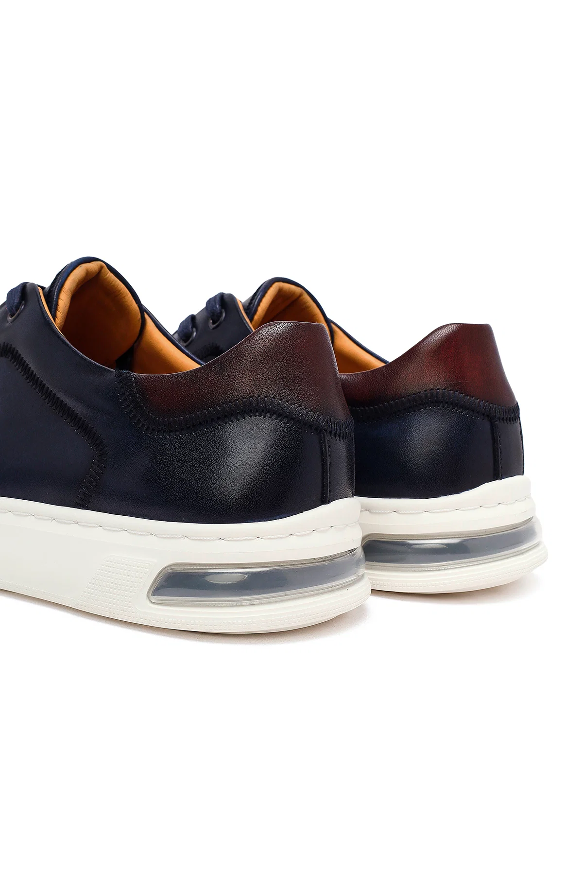 Erkek Lacivert Bağcıklı Deri Sneaker - Image 9