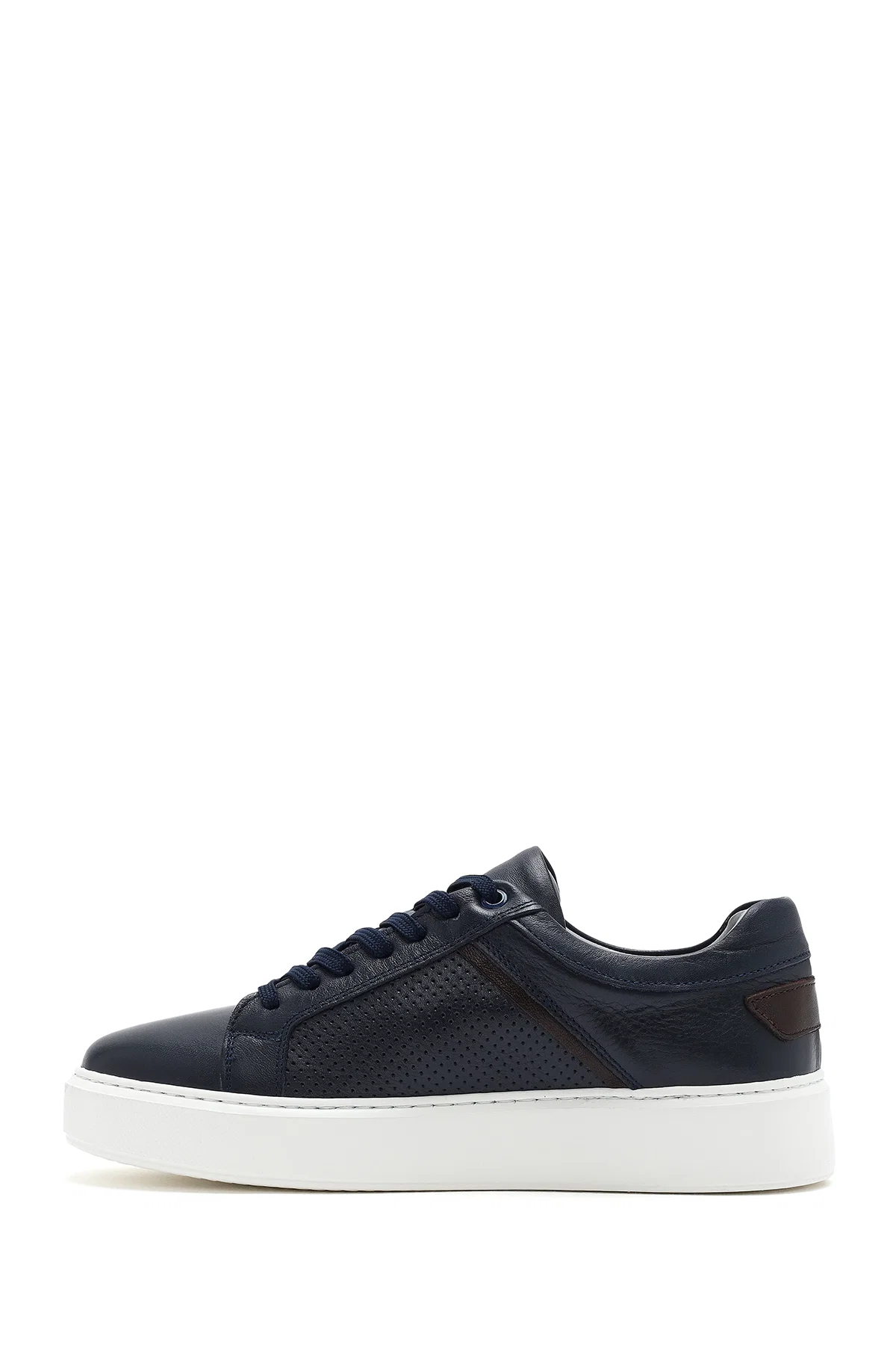Erkek Lacivert Bağcıklı Deri Sneaker - Image 2