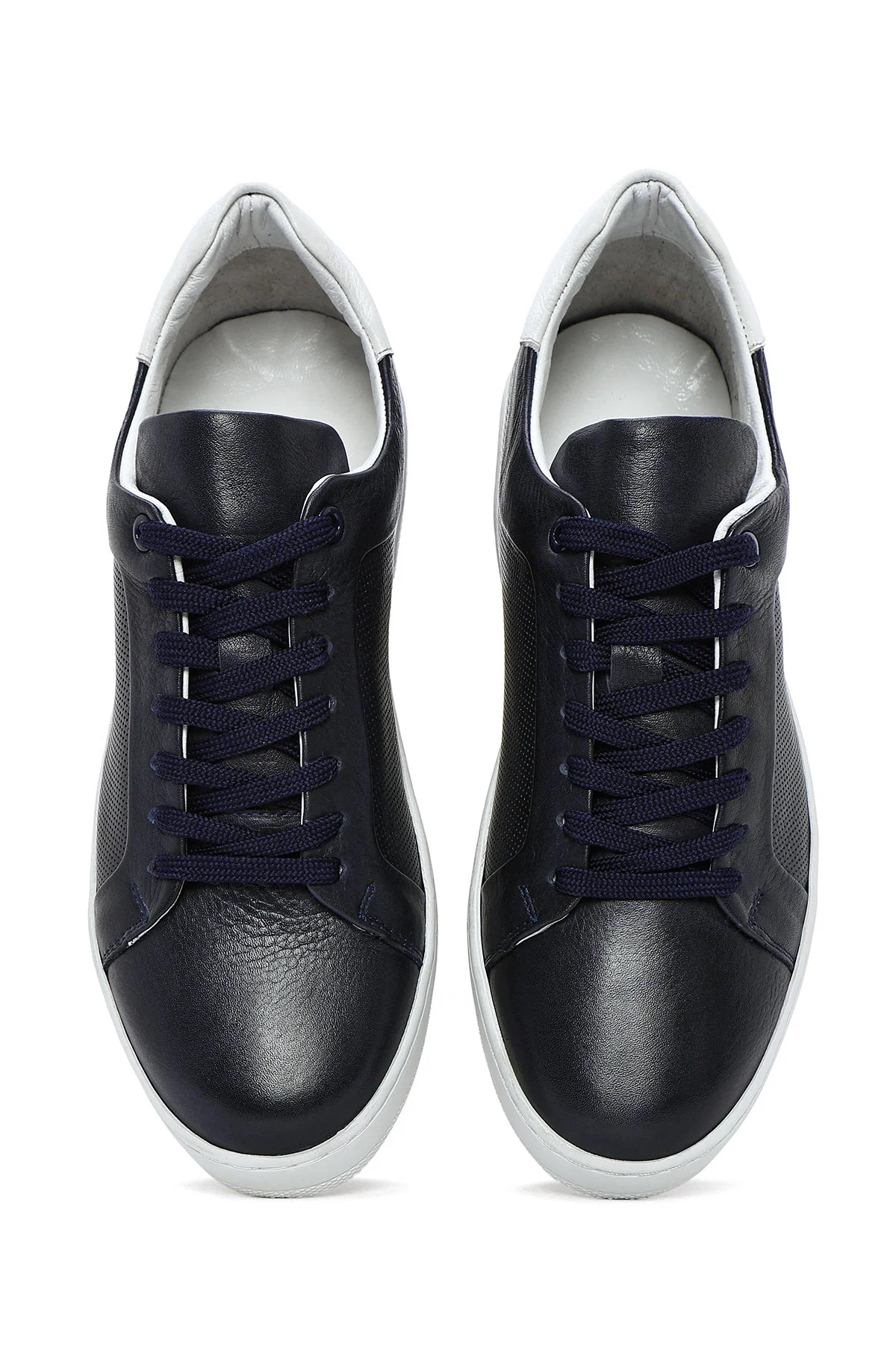 Erkek Lacivert Bağcıklı Deri Sneaker - Image 6