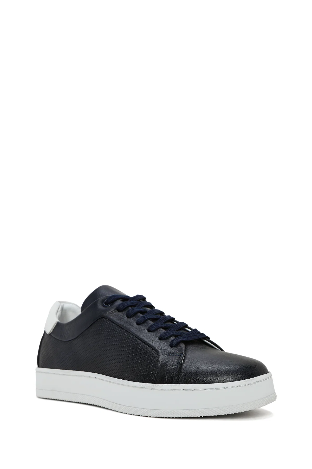 Erkek Lacivert Bağcıklı Deri Sneaker - Image 7