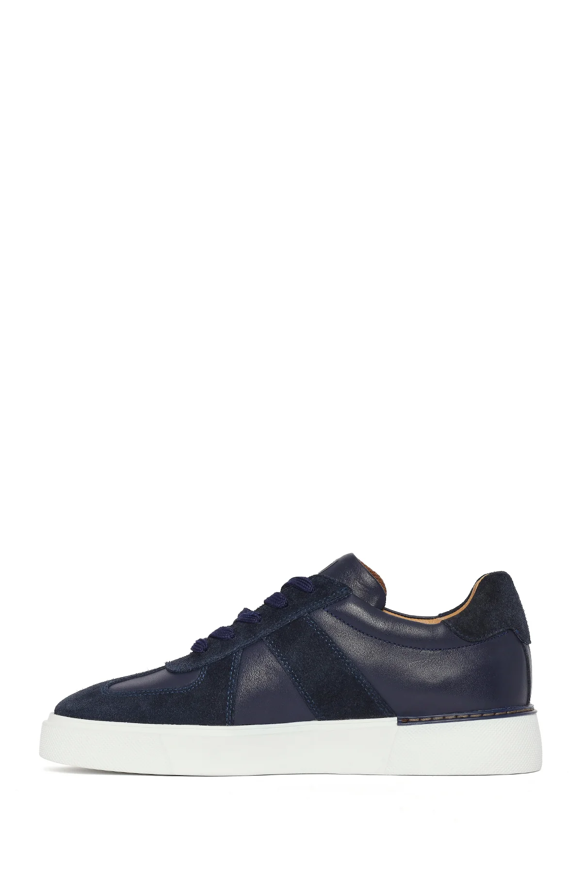 Erkek Lacivert Bağcıklı Deri Sneaker - Image 3