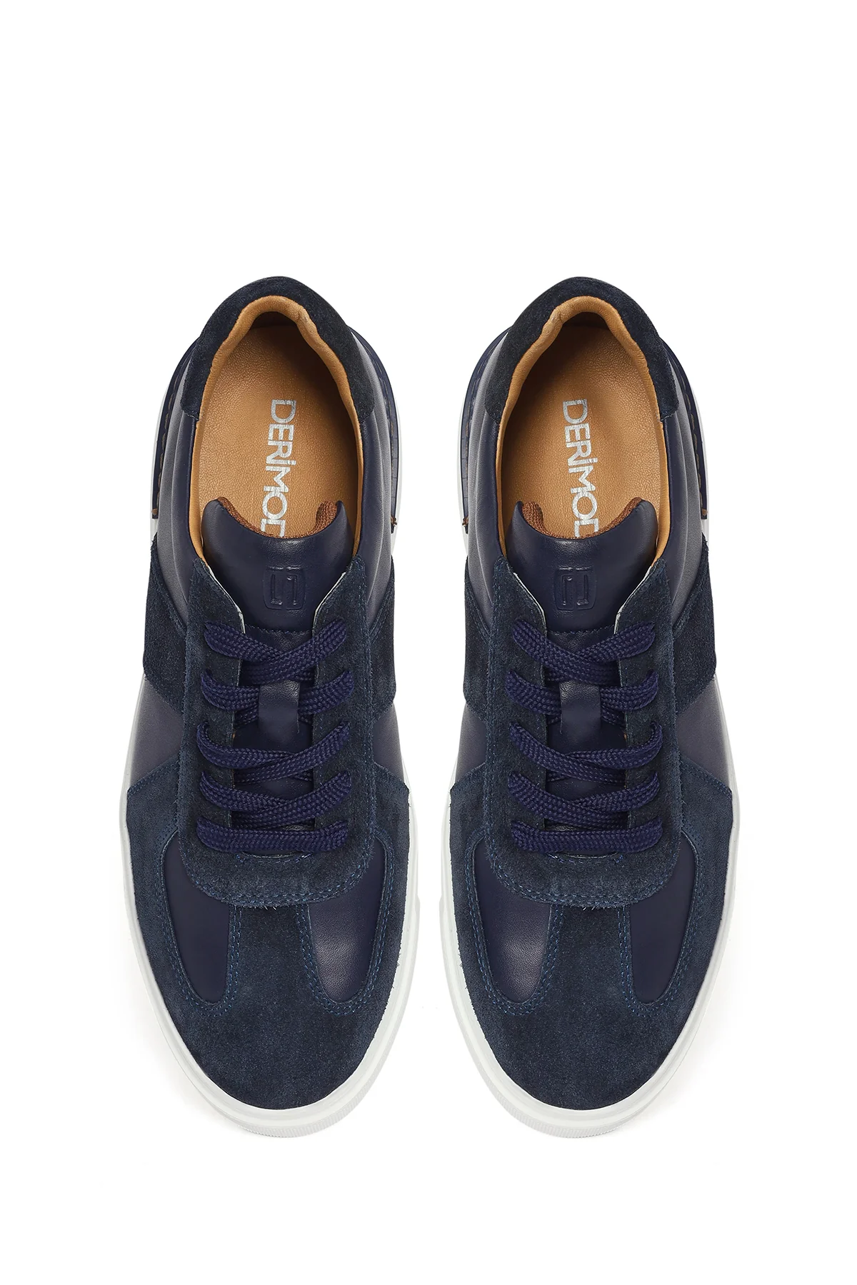 Erkek Lacivert Bağcıklı Deri Sneaker - Image 4