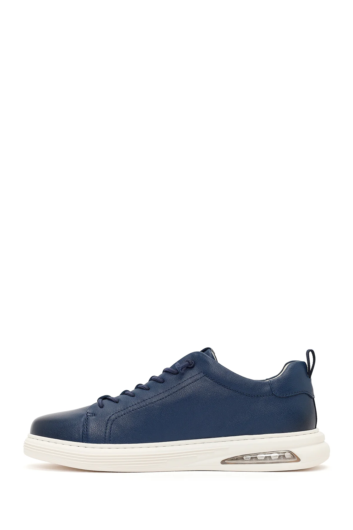 Erkek Lacivert Bağcıklı Deri Sneaker - Image 3