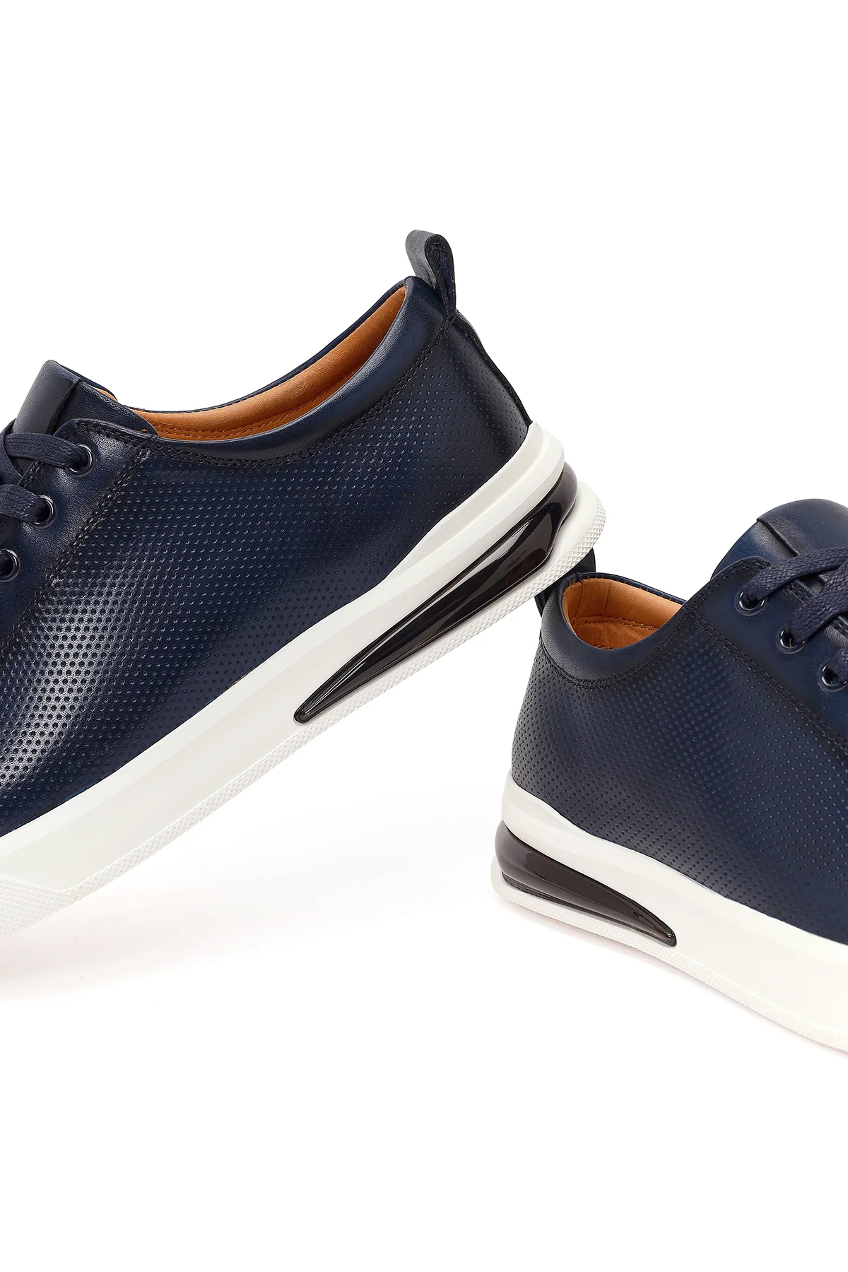 Erkek Lacivert Bağcıklı Deri Sneaker - Image 10