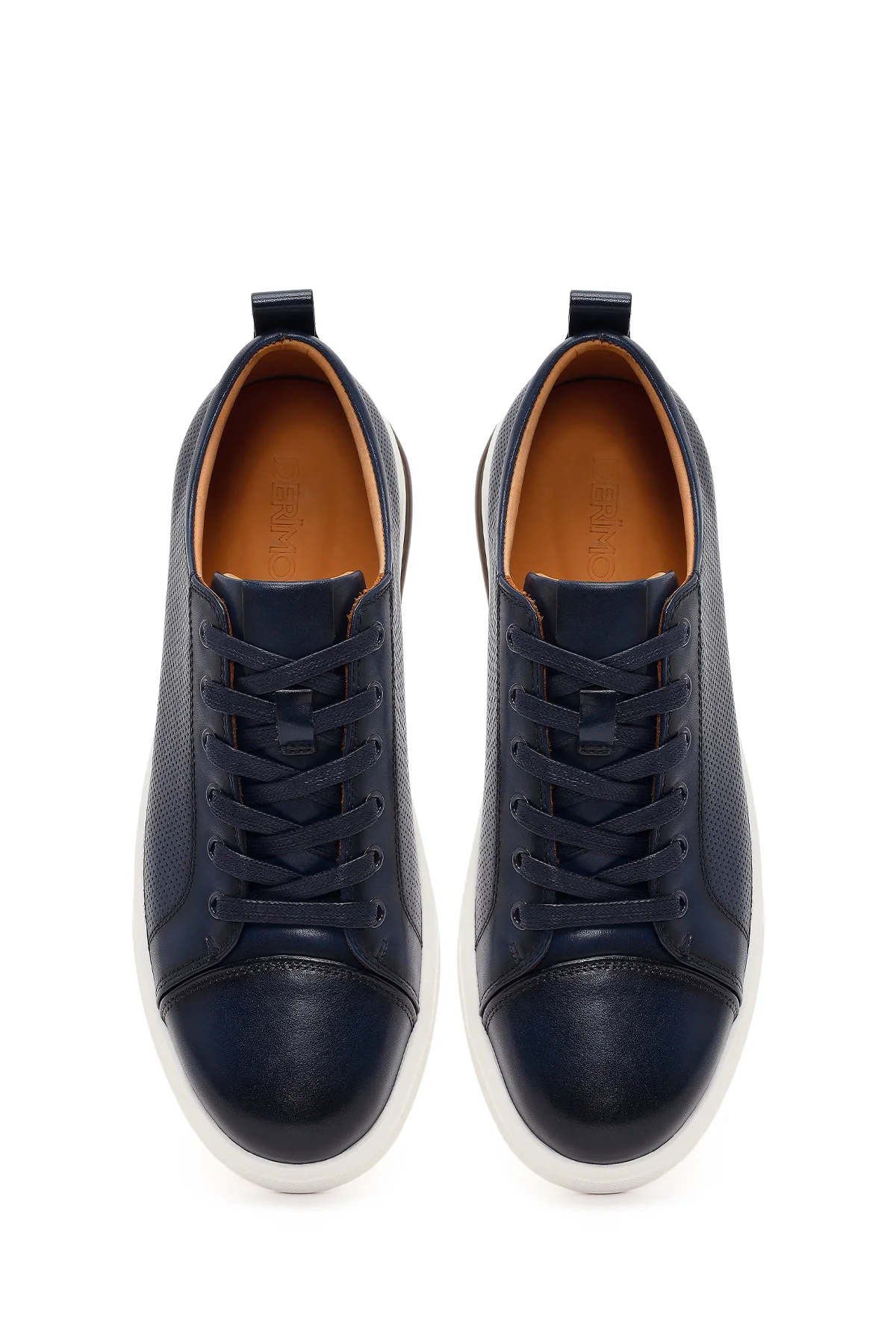 Erkek Lacivert Bağcıklı Deri Sneaker - Image 4