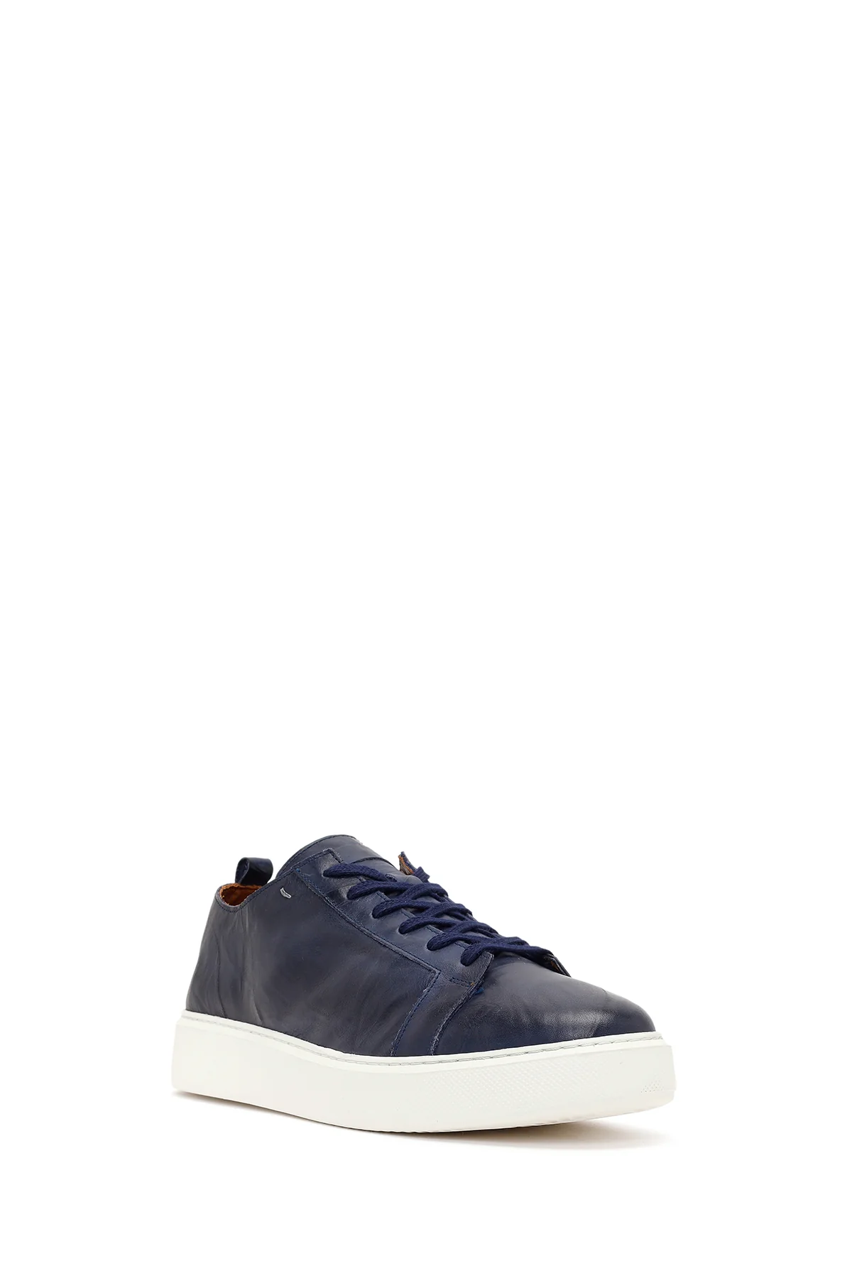 Erkek Lacivert Bağcıklı Kalın Tabanlı Baskılı Deri Sneaker - Image 7